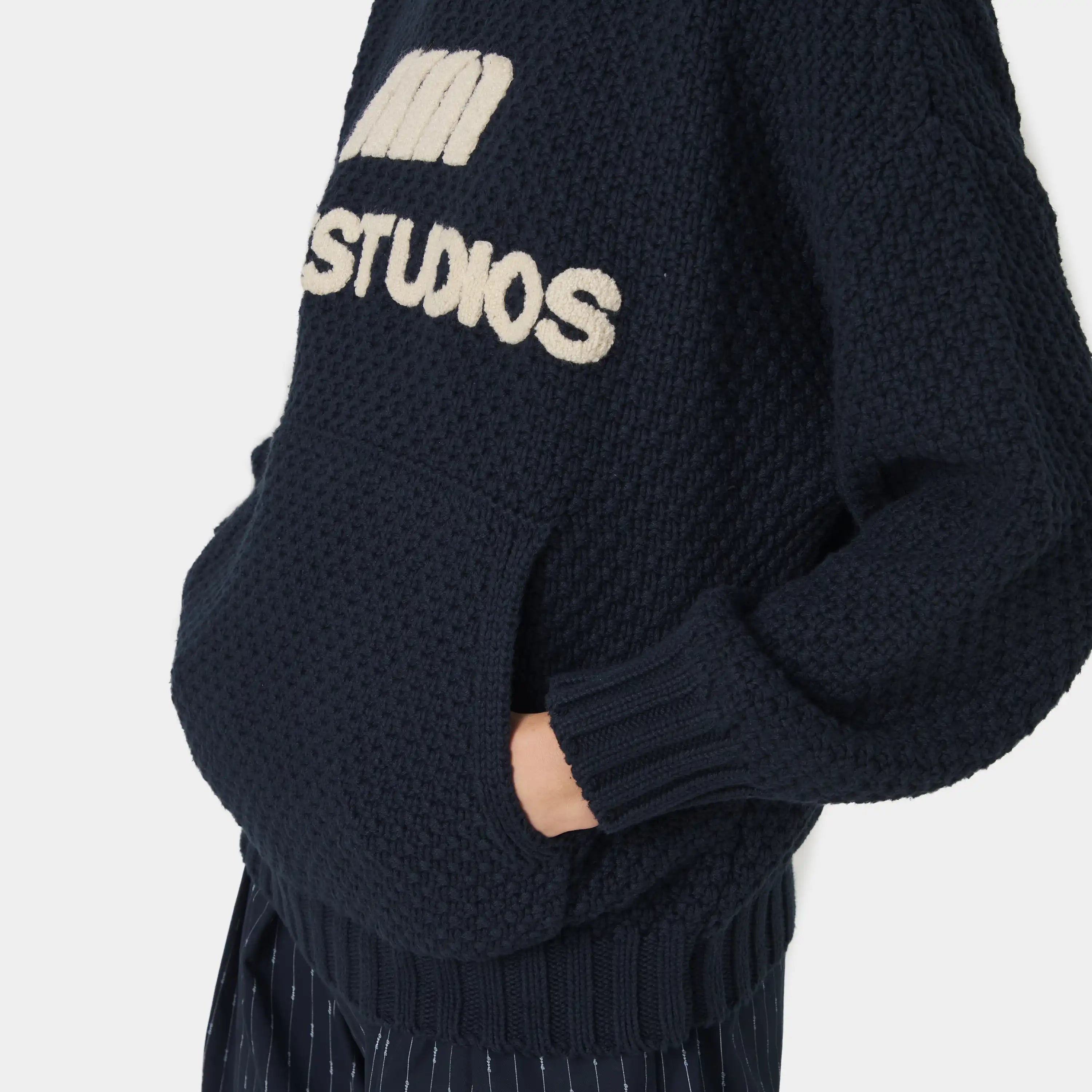 Pidgey Navy Knitted Hoodie Knitwear Eme Studios