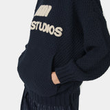 Pidgey Navy Knitted Hoodie Knitwear Eme Studios