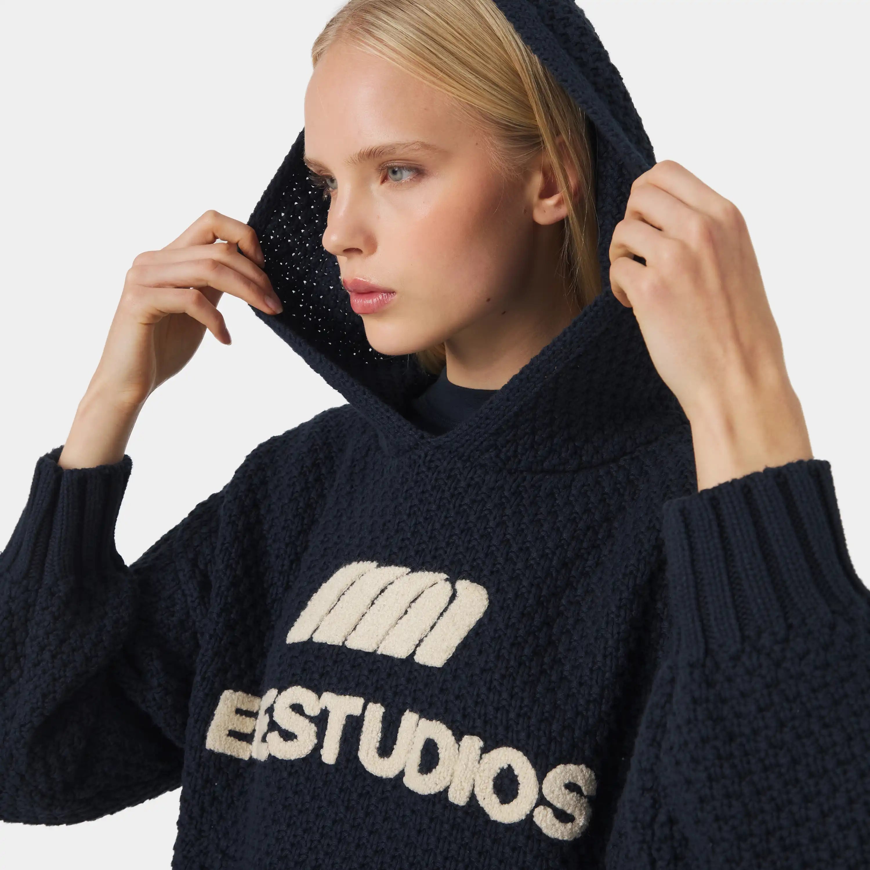 Pidgey Navy Knitted Hoodie Knitwear Eme Studios