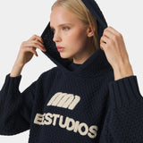Pidgey Navy Knitted Hoodie Knitwear Eme Studios
