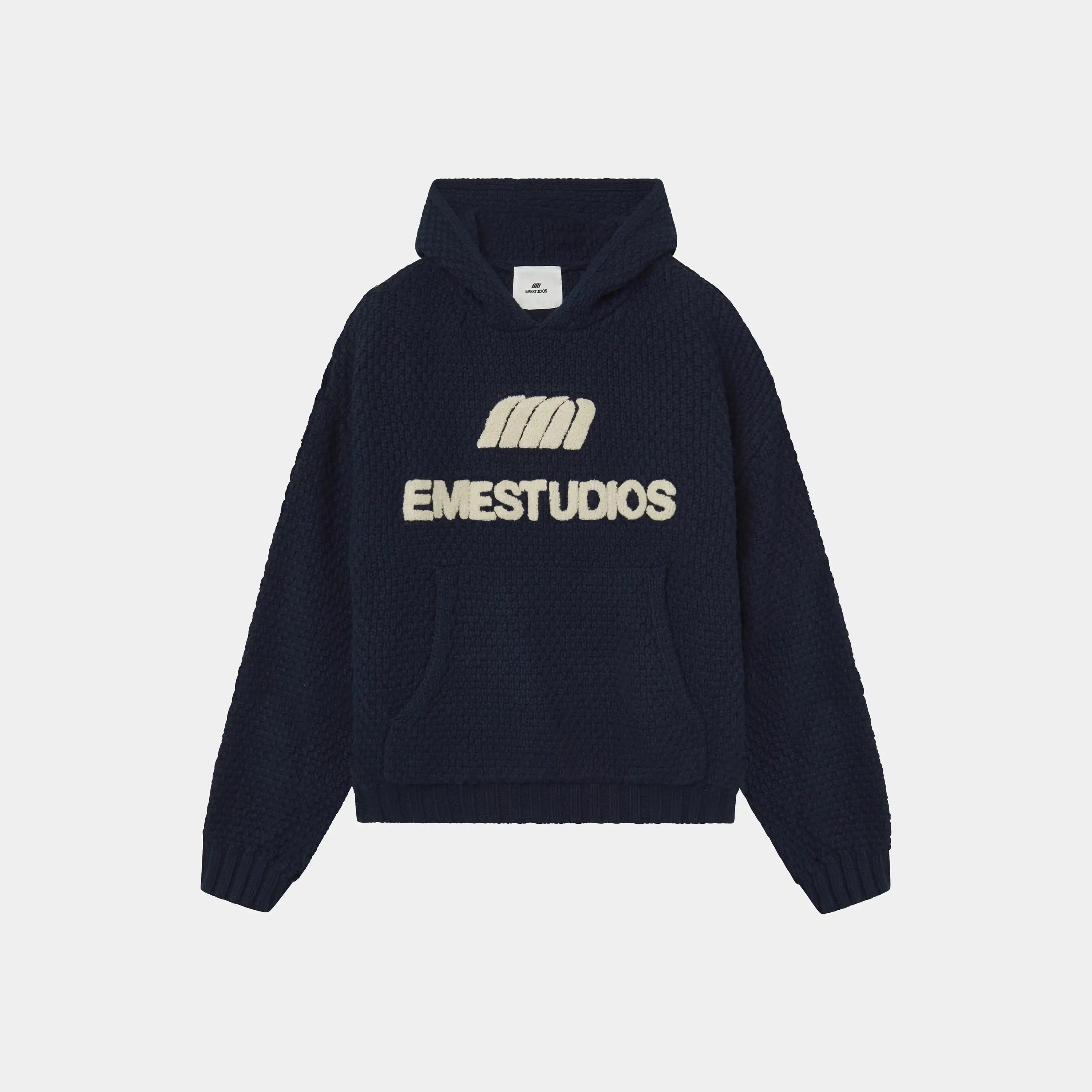 Pidgey Navy Knitted Hoodie Knitwear Eme Studios