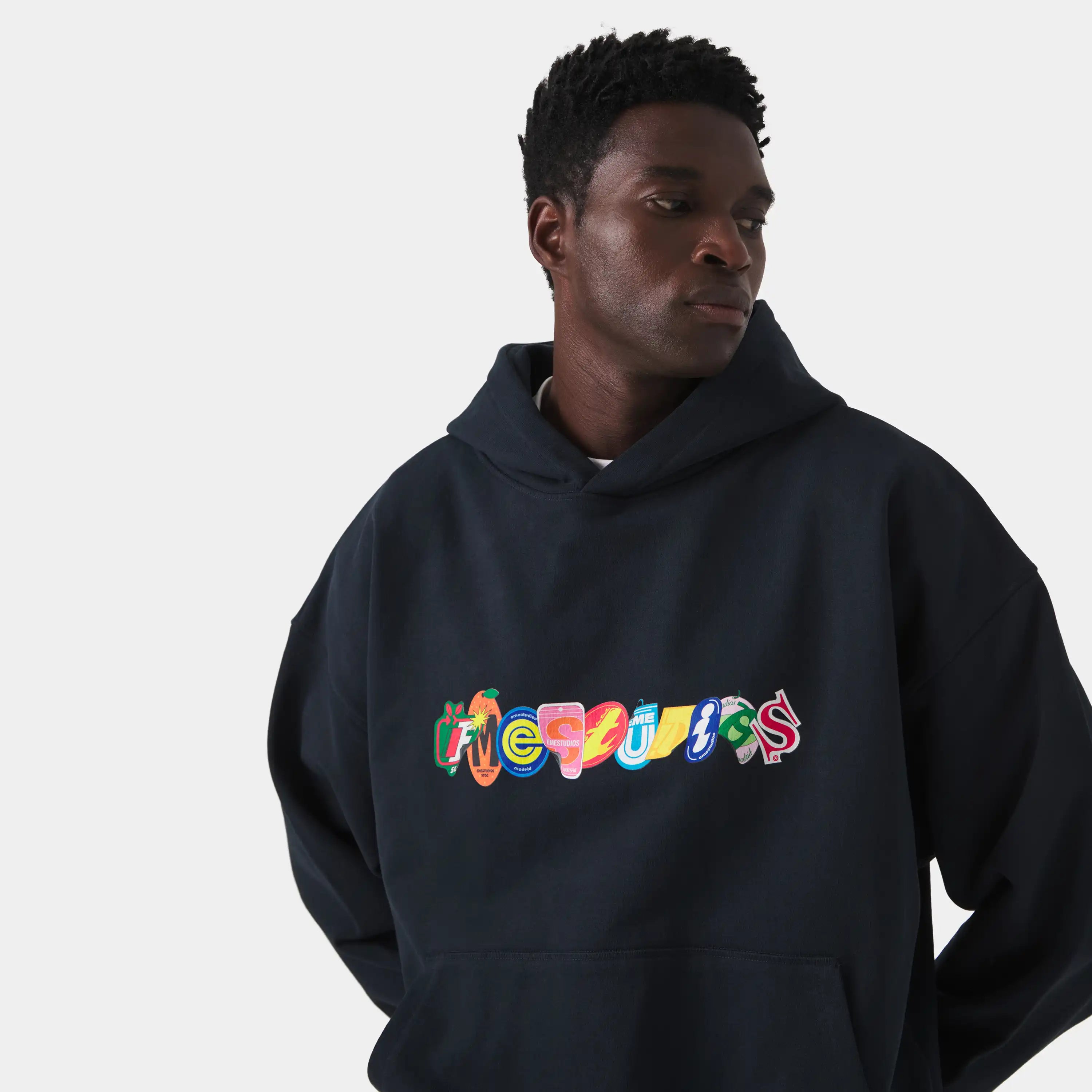Stickers Navy Oversized Hoodie Hoodies Eme Studios