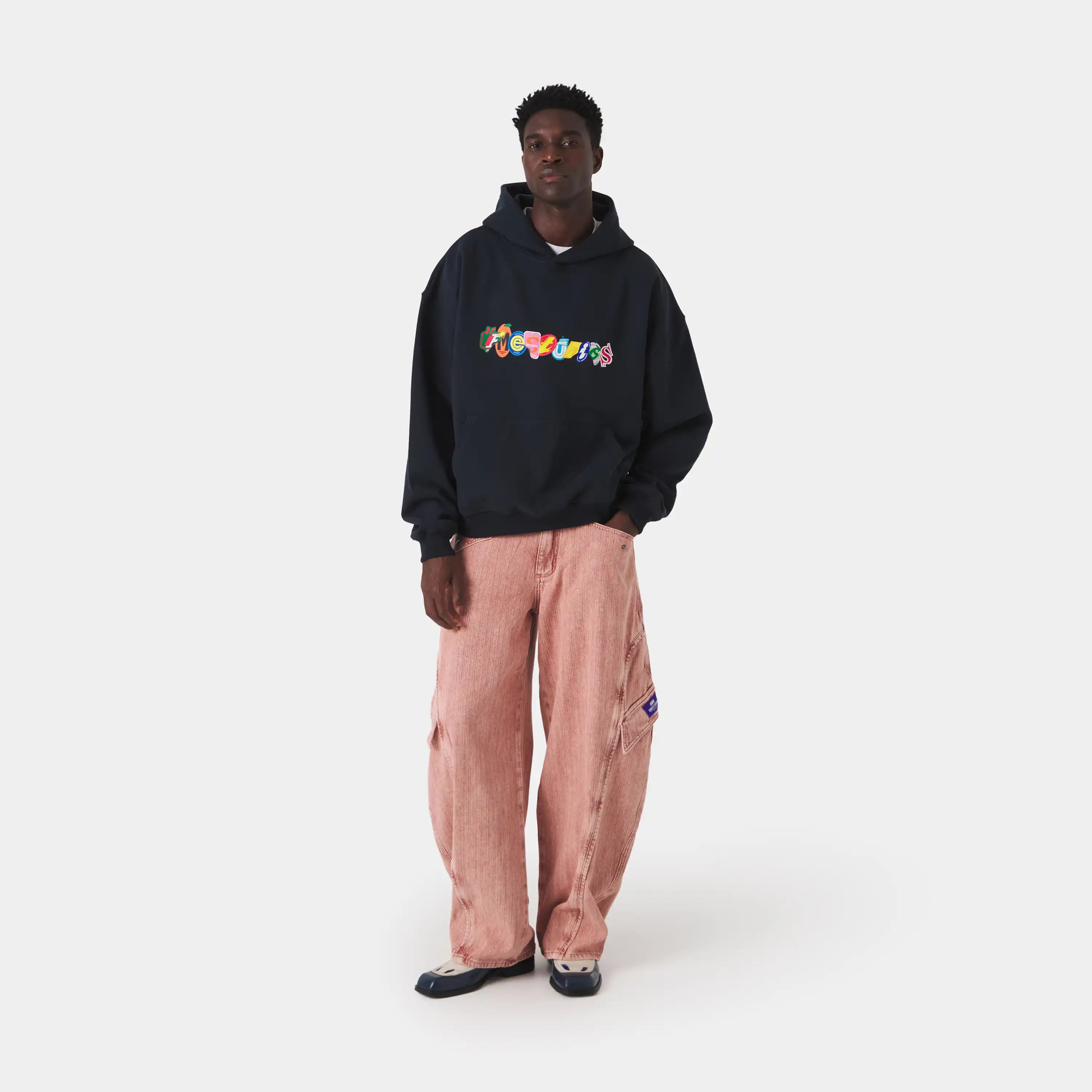 Stickers Navy Oversized Hoodie Hoodies Eme Studios