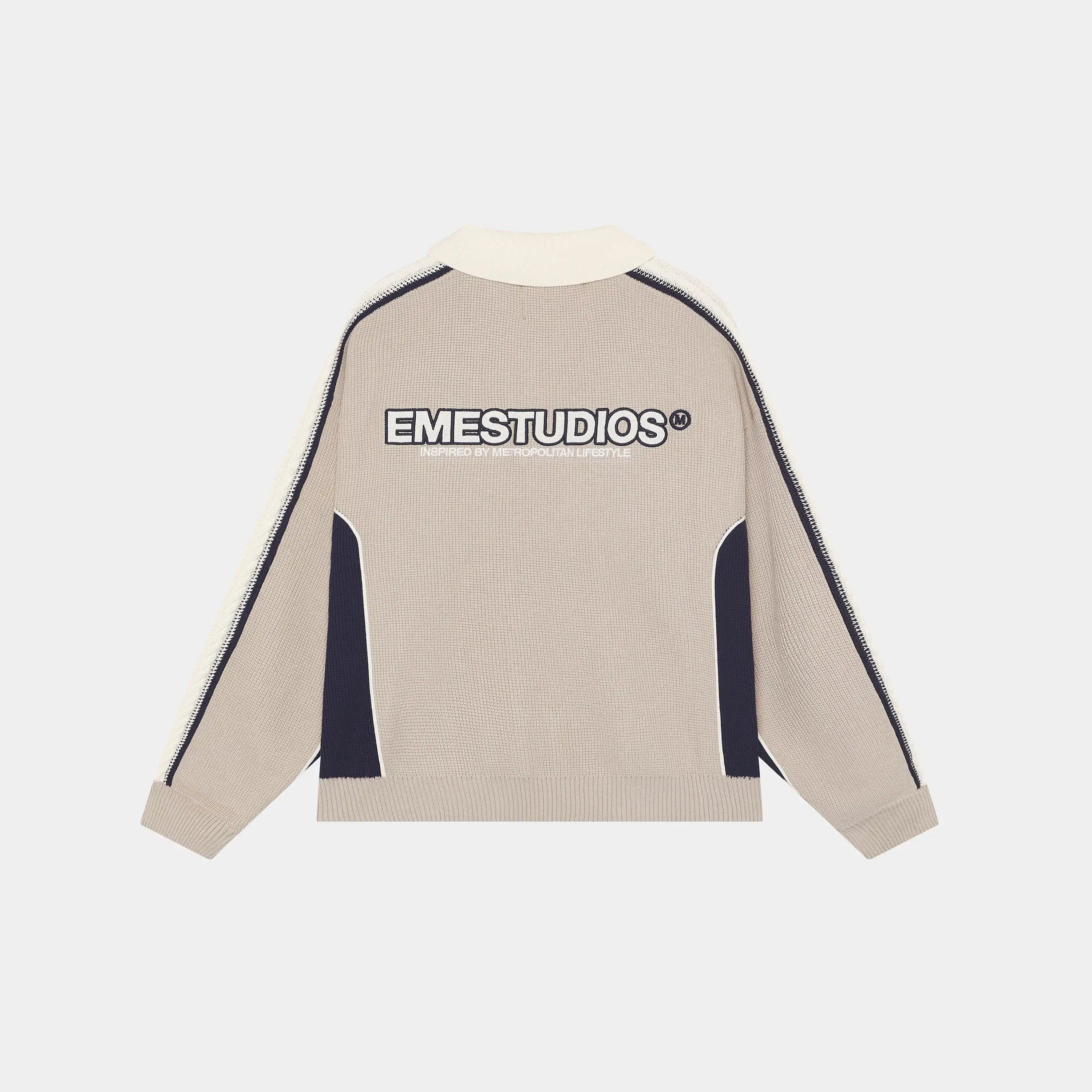 Chully Off Sand Knit Polo Knitwear Eme Studios