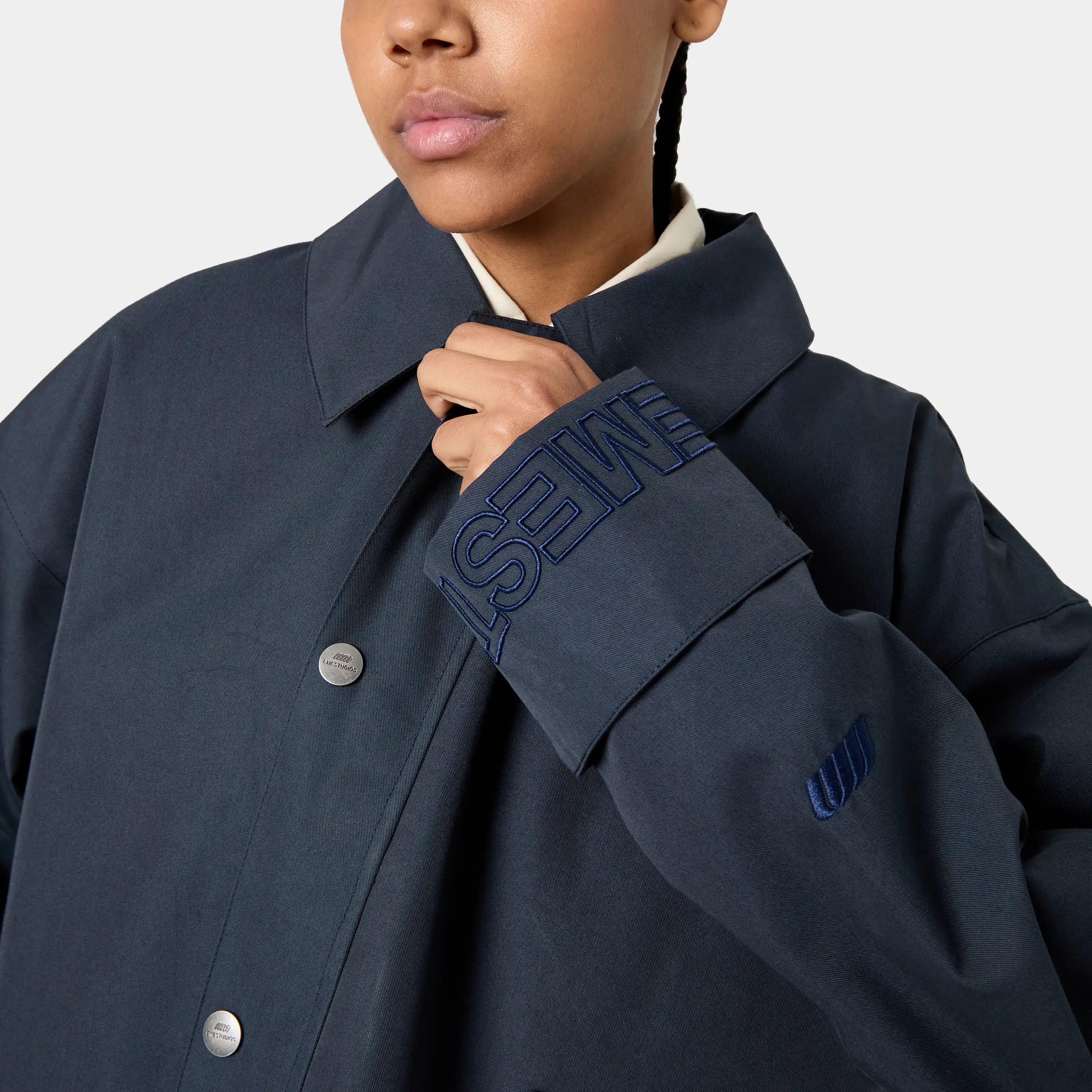 Lizi Navy Trench Jacket Outerwear Eme Studios