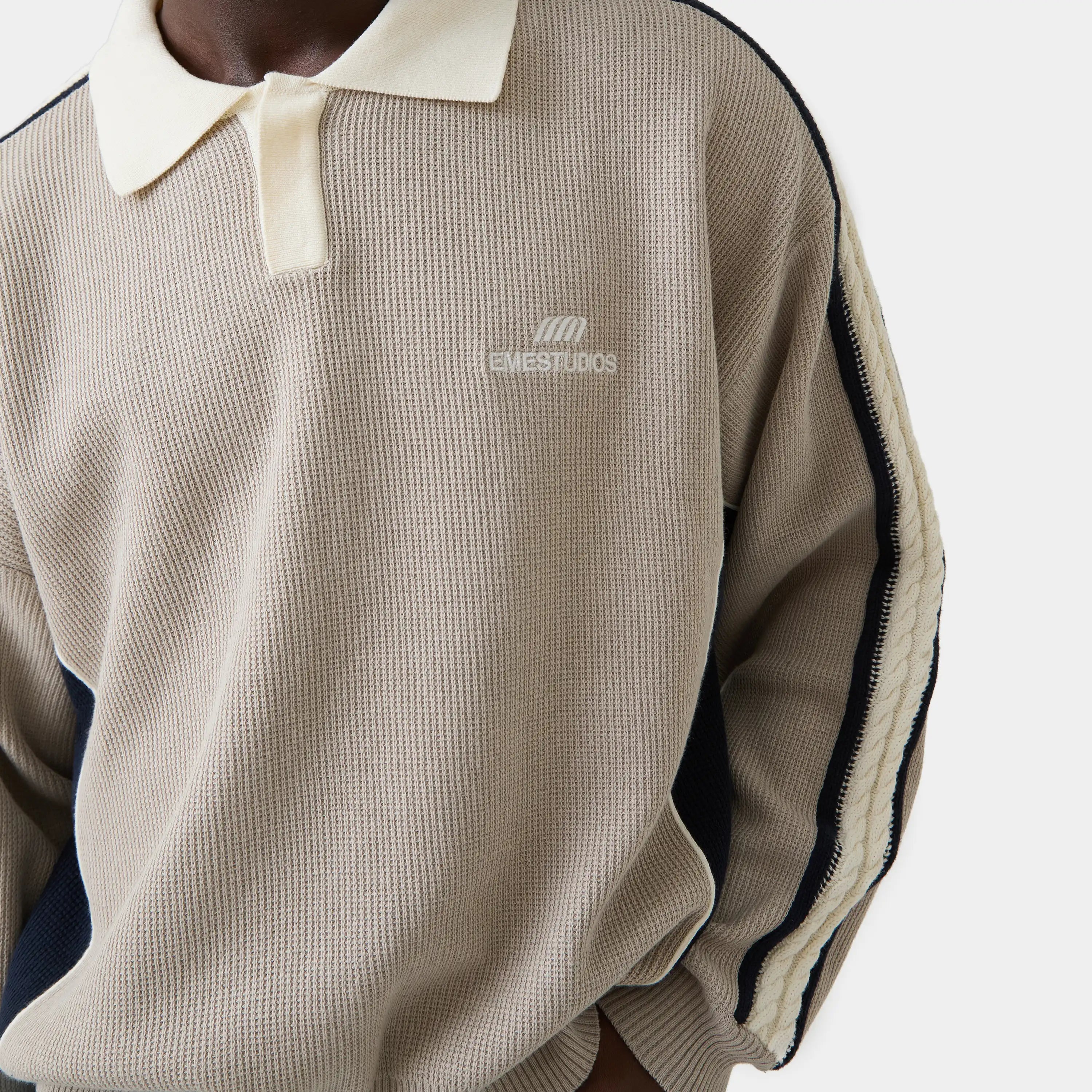 Chully Off Sand Knit Polo Knitwear Eme Studios