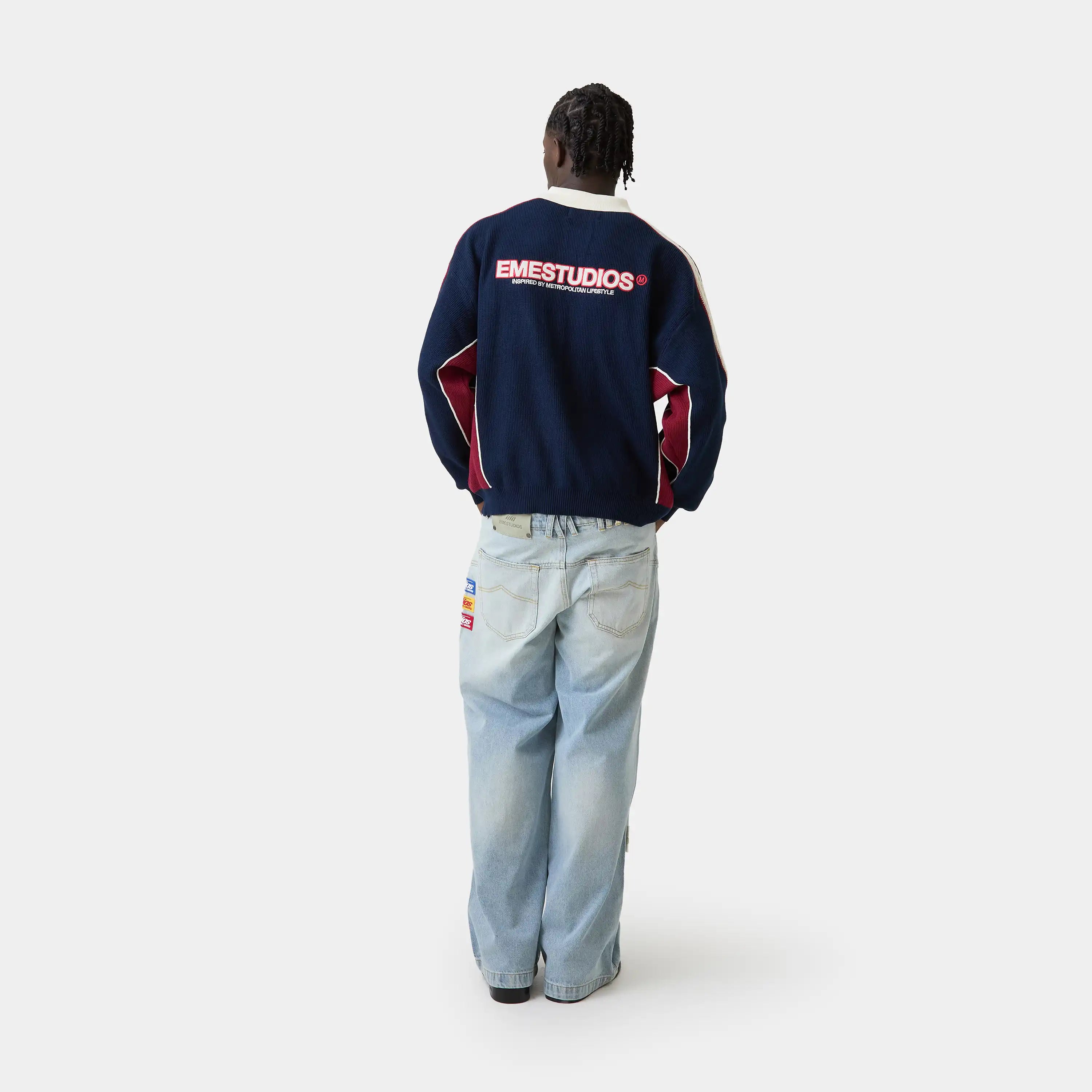 Chully Navy Knit Polo Knitwear Eme Studios