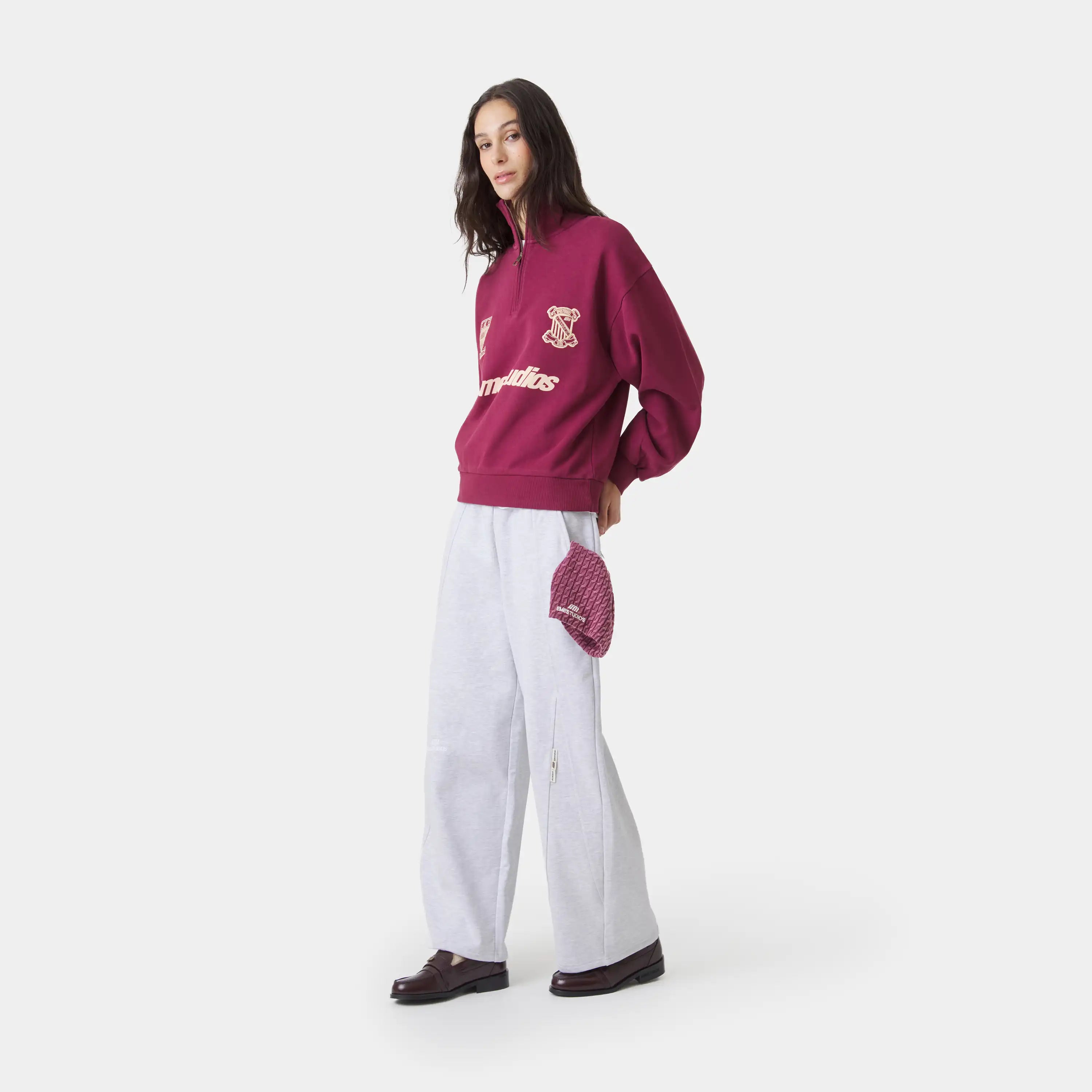 Peak Burgundy Half Zip Sweatshirts Eme Studios
