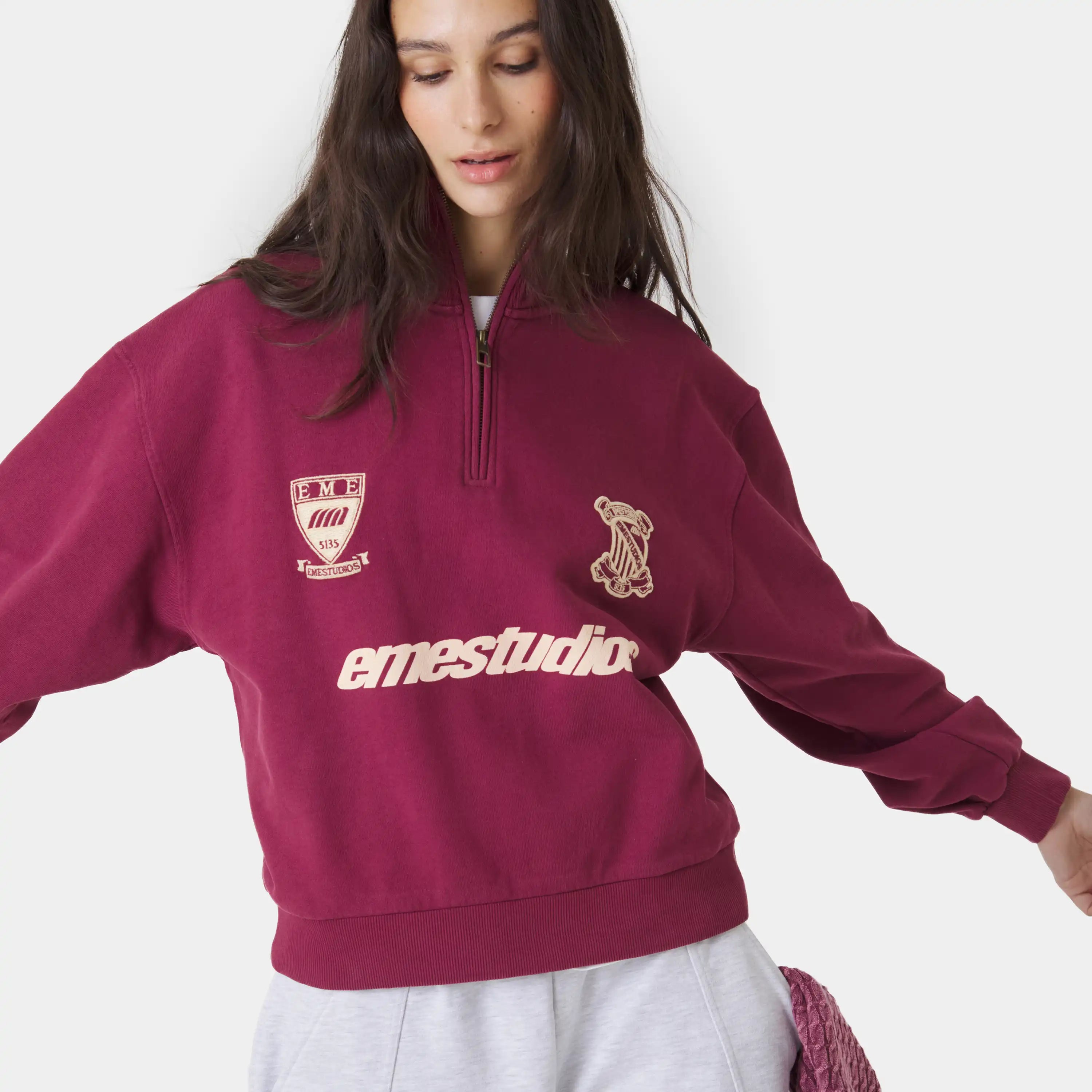 Peak Burgundy Half Zip Sweatshirts Eme Studios