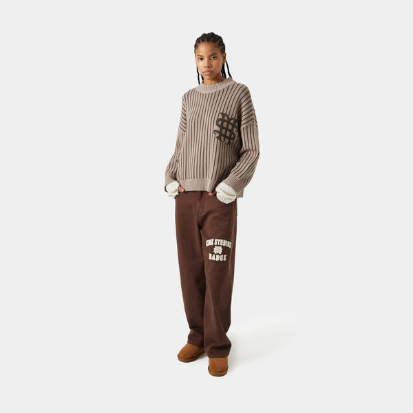 Badge Muddy Brown Stripes Knit Knit eme