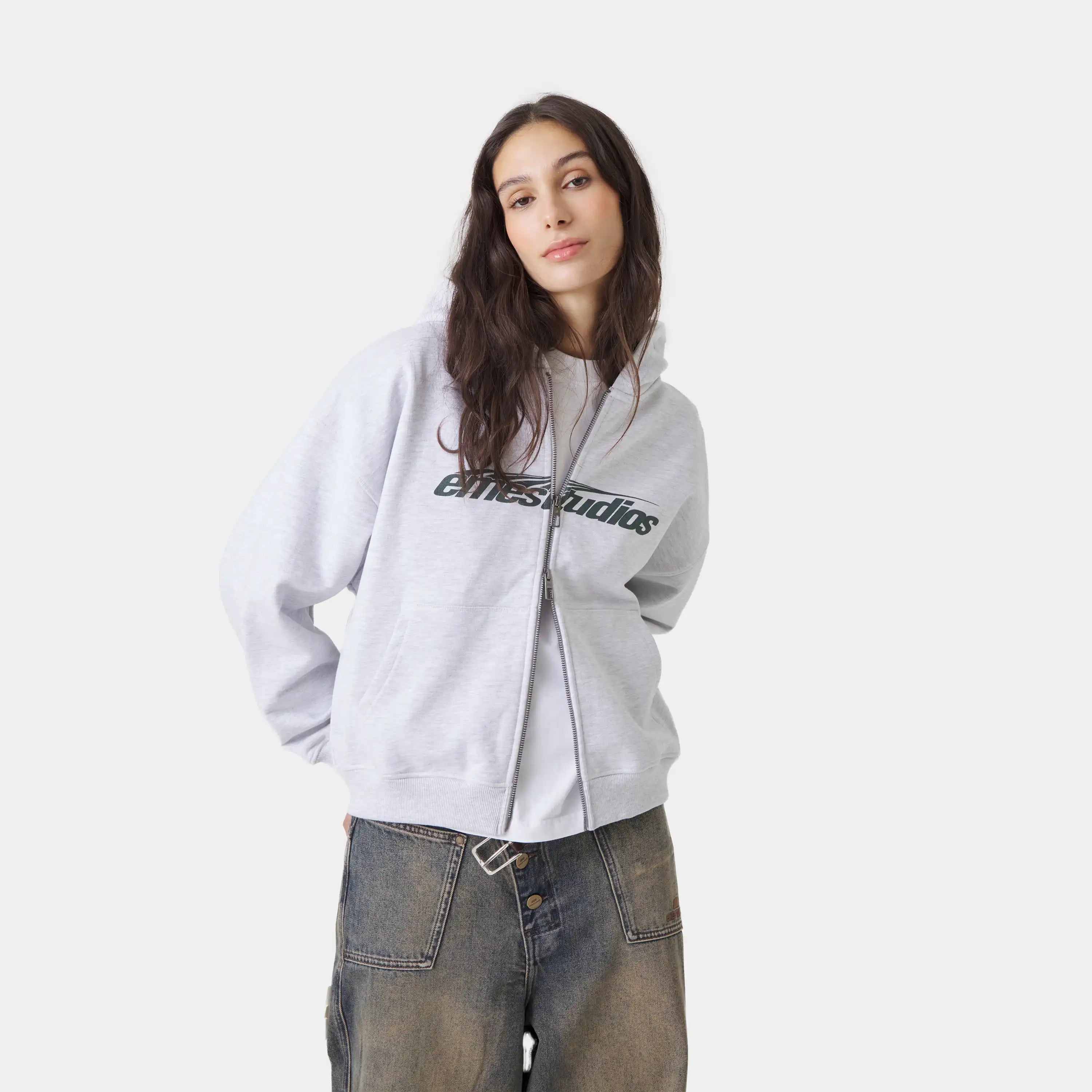 Intel Heather Grey Full Zip Hoodies Eme Studios