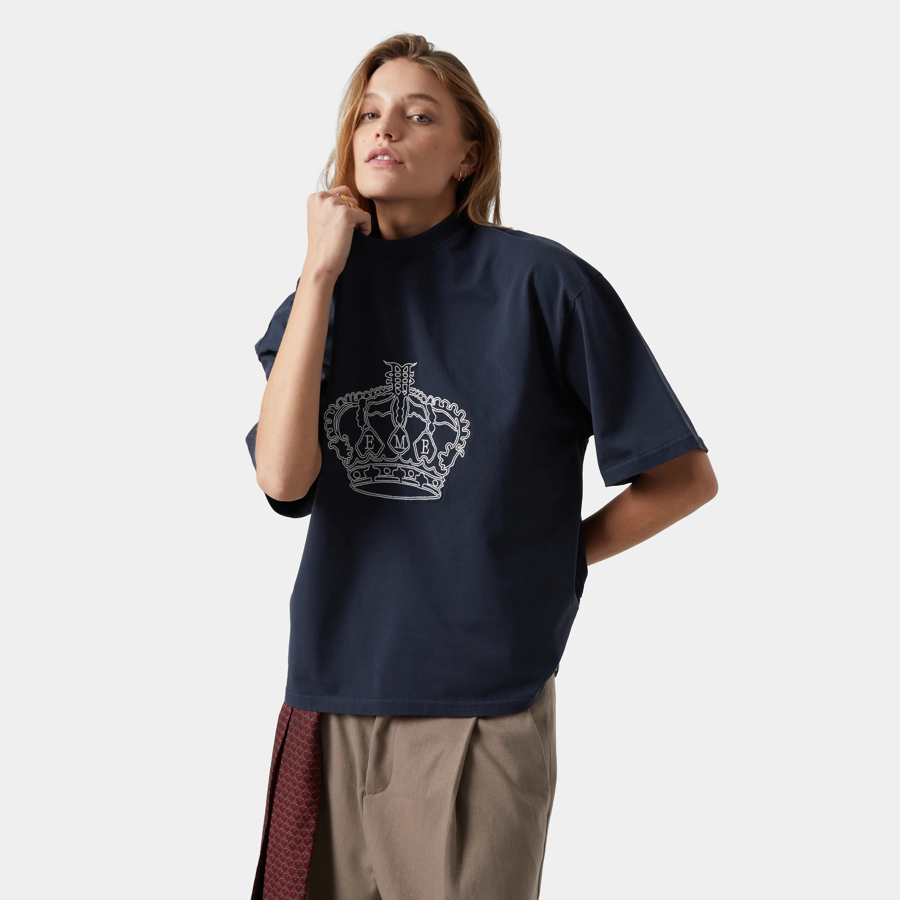 Crown Navy Oversized Tee Camiseta eme