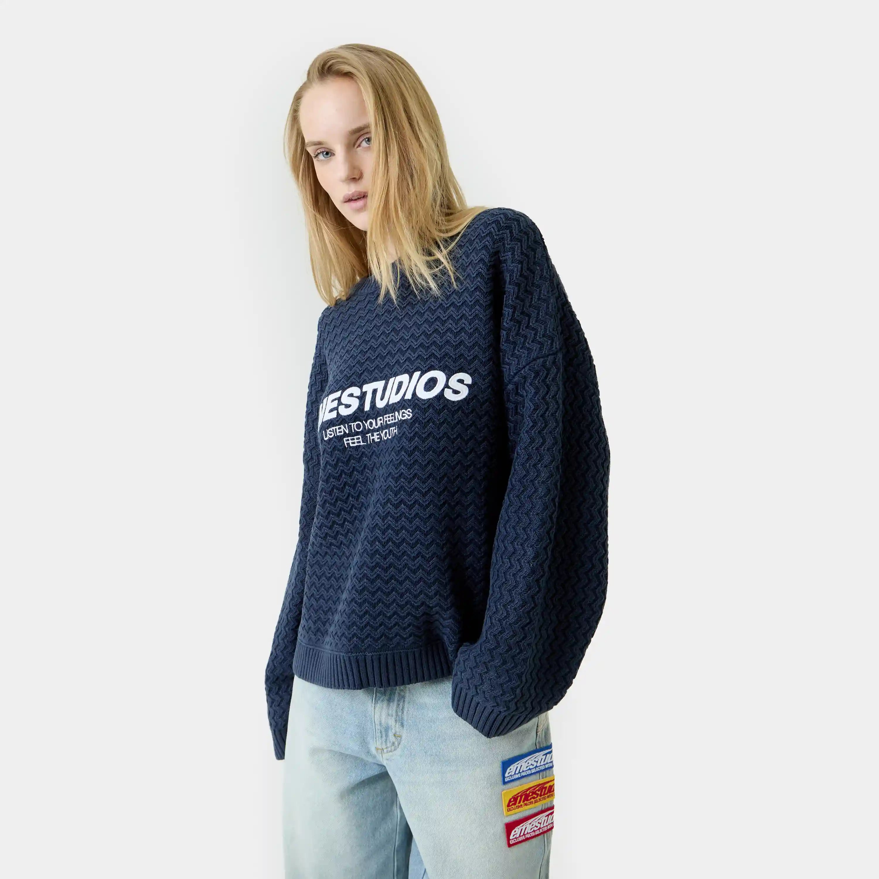 Thesis Navy Knit Sweater Knitwear Eme Studios