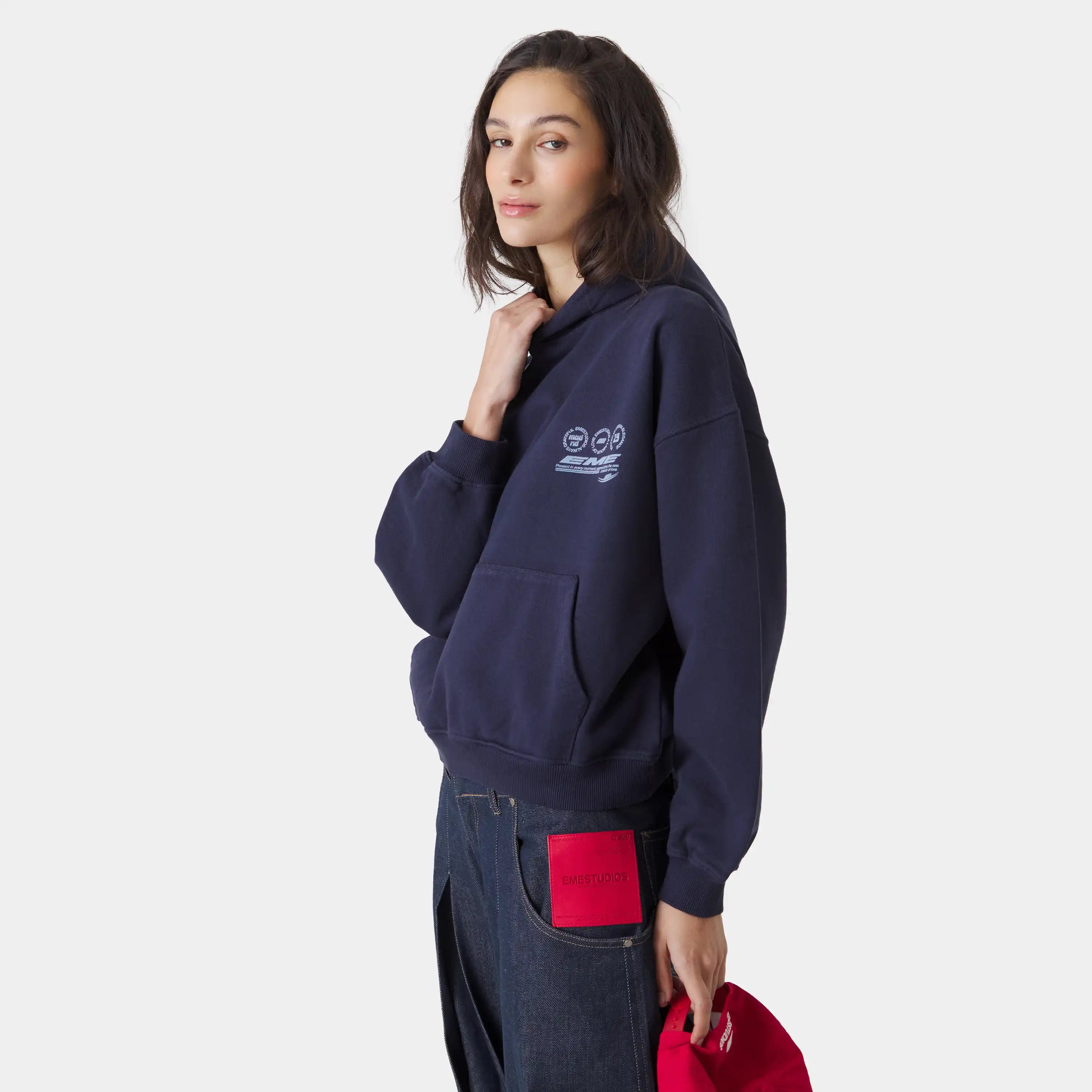 Stamp Navy Oversized Hoodie Hoodies Eme Studios