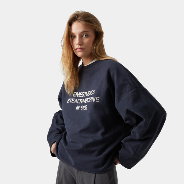 Stealth Navy Reverse Crewneck Crewneck eme