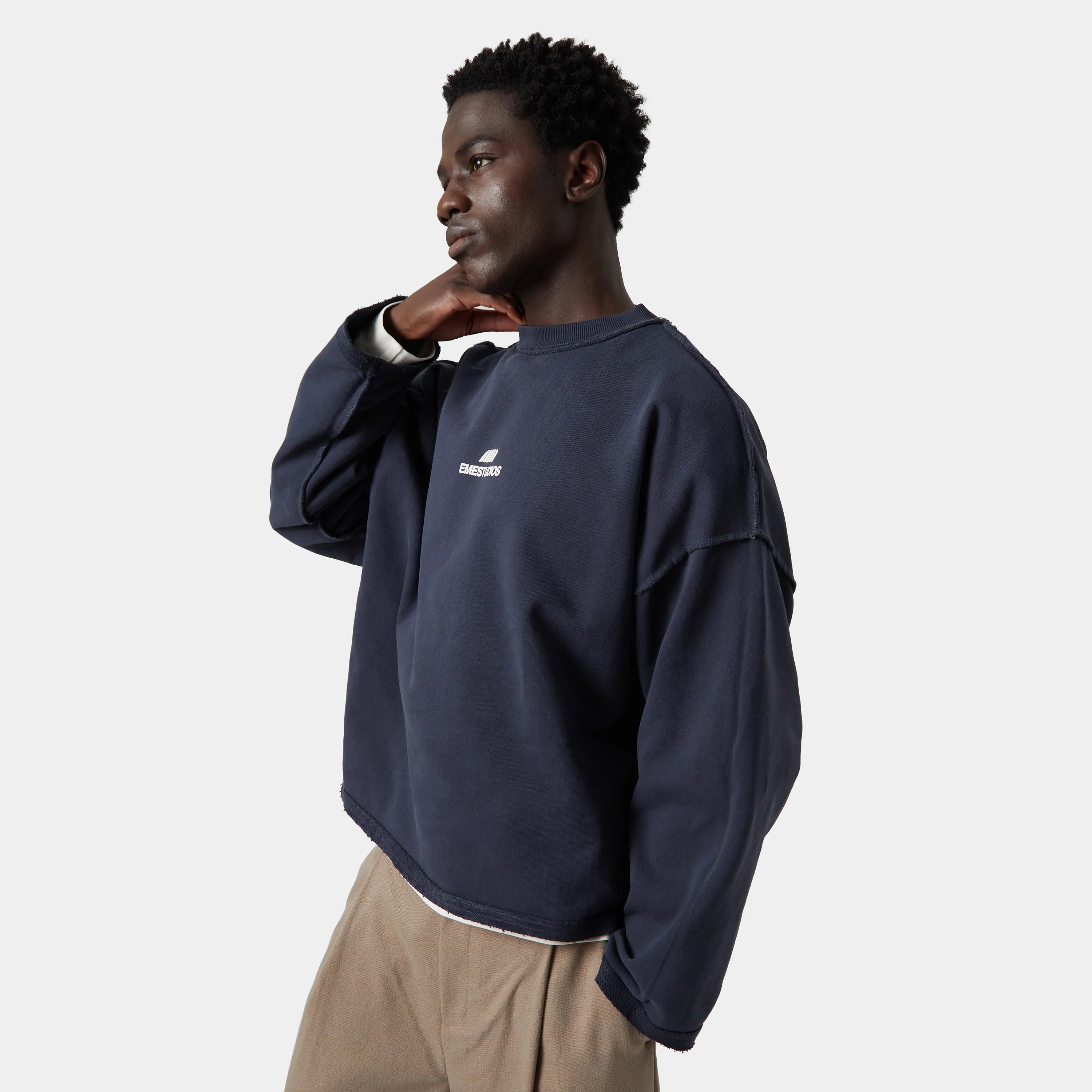 Stealth Navy Reverse Crewneck Crewneck eme