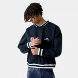 Academy Navy Oversized Crewneck Sweatshirts Eme Studios