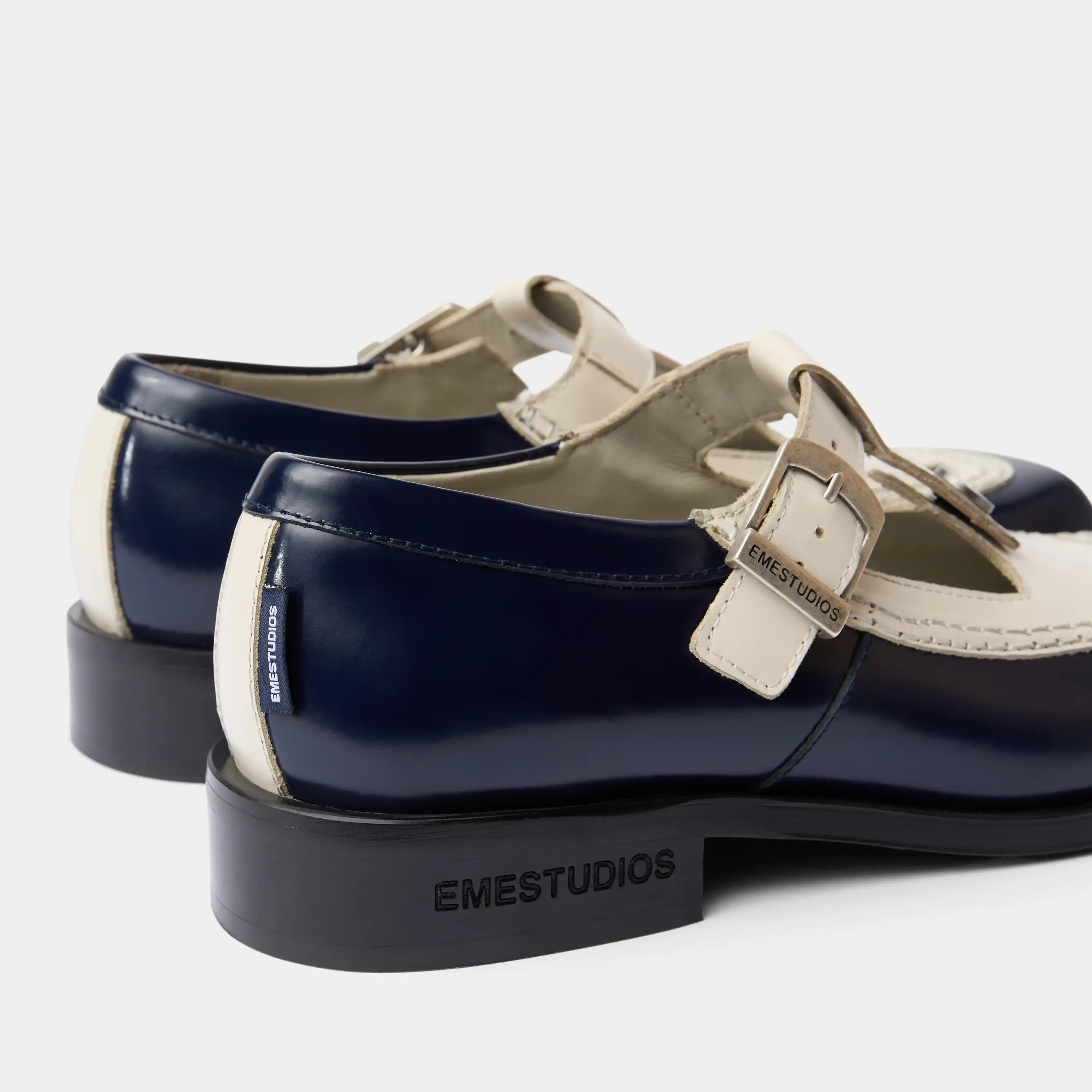Daisy White & Navy Mary Jane Footwear Eme Studios