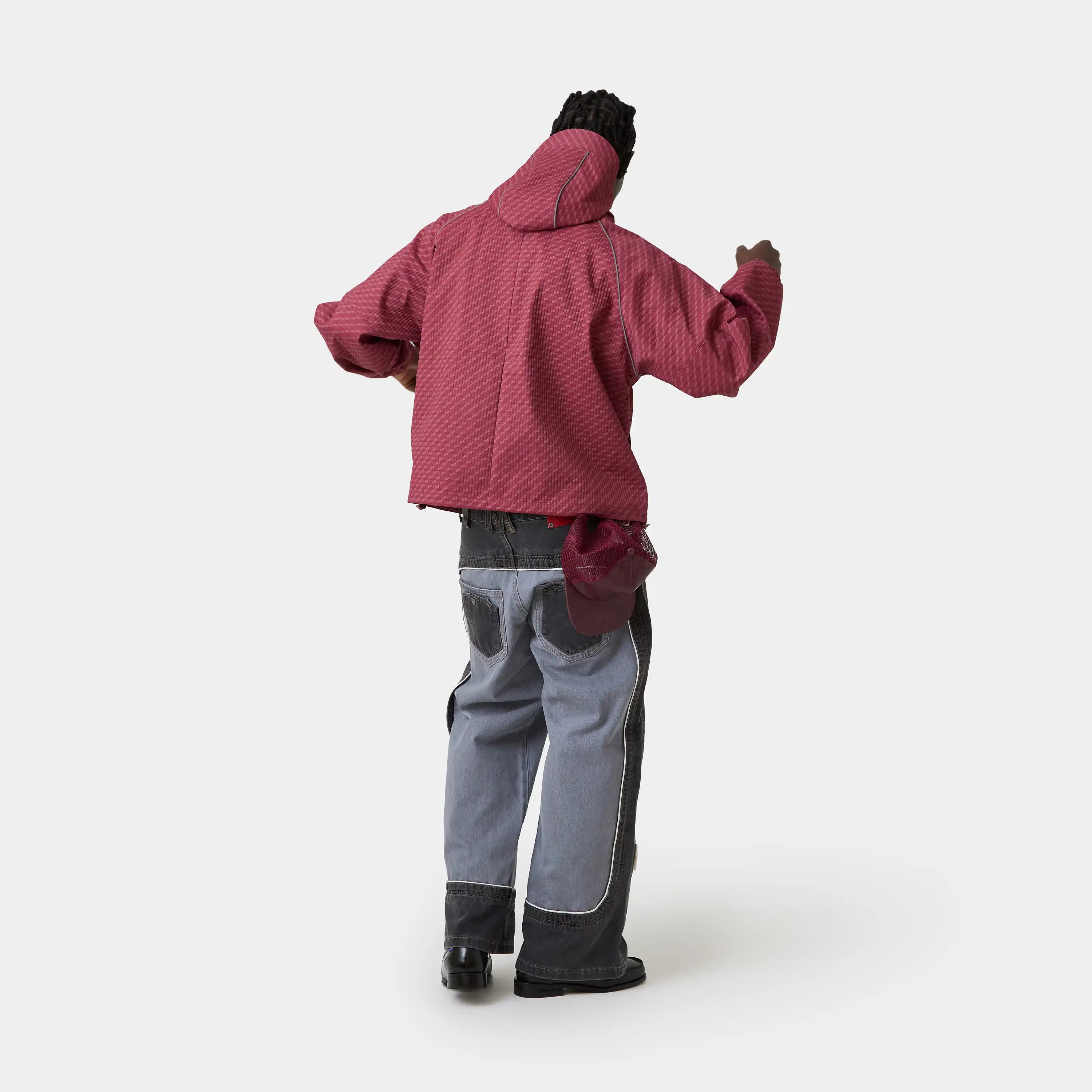 Echo Burgundy Grid Windbreaker Outerwear Eme Studios