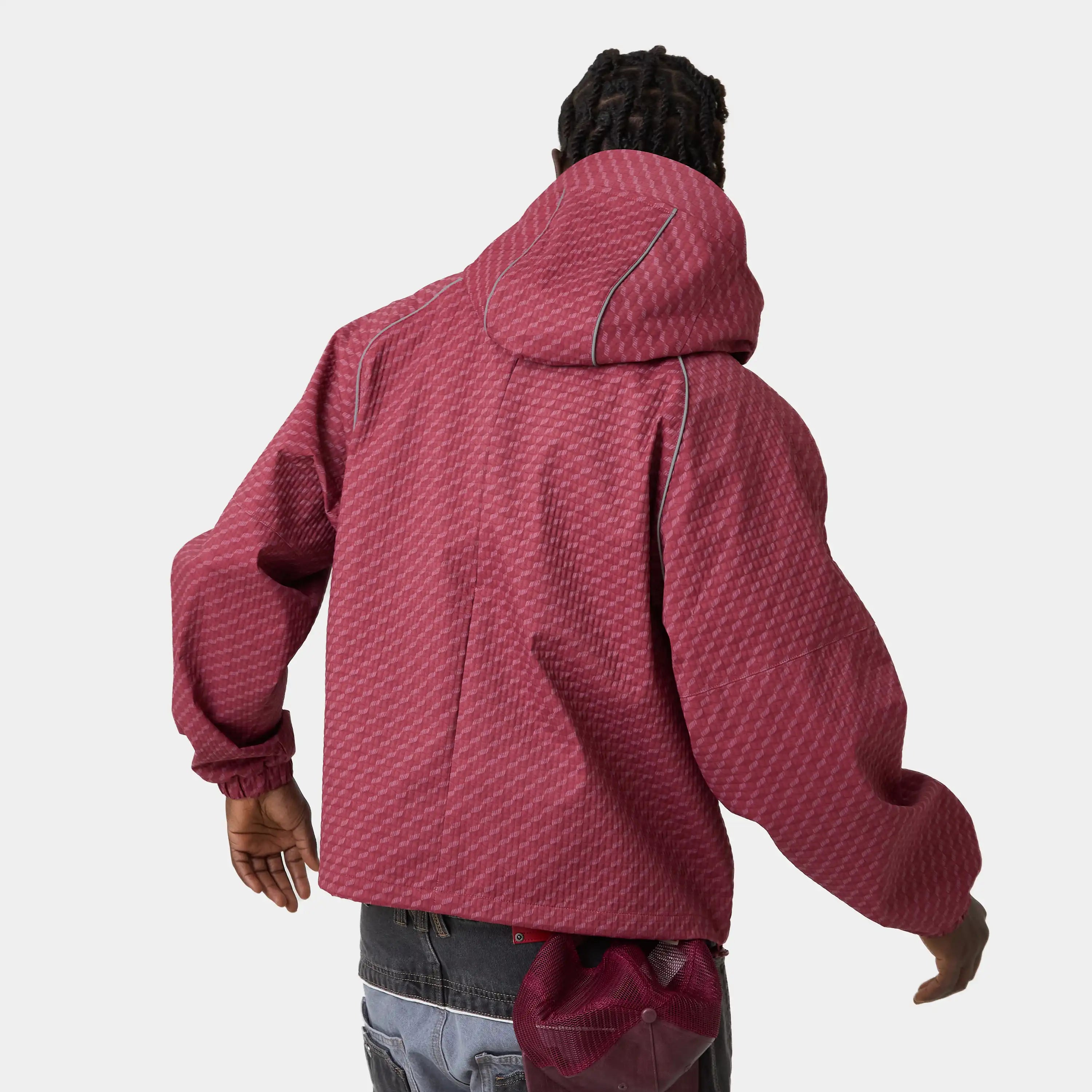 Echo Burgundy Grid Windbreaker Outerwear Eme Studios