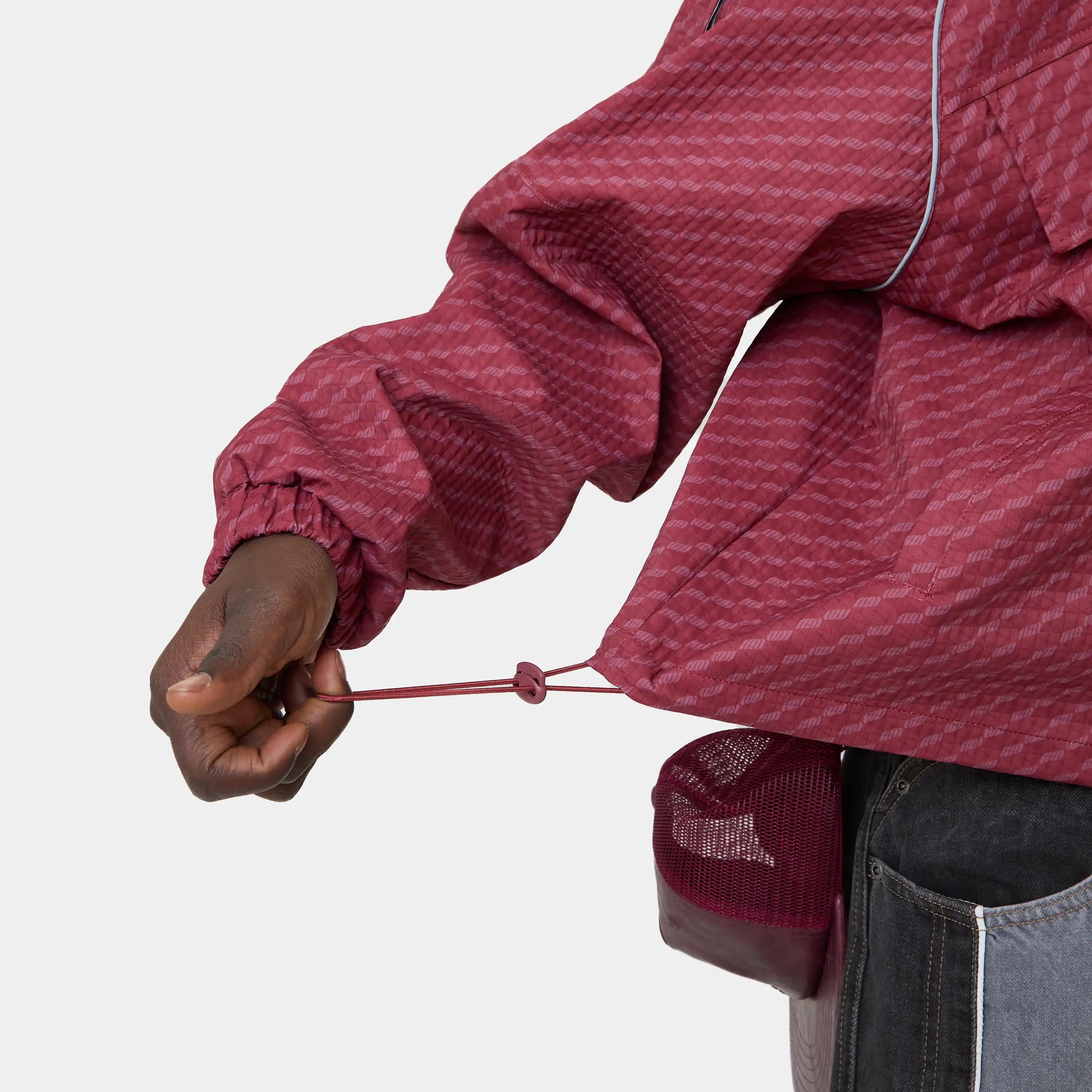 Echo Burgundy Grid Windbreaker Outerwear Eme Studios