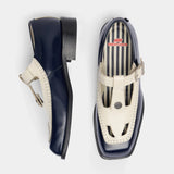 Daisy White & Navy Mary Jane Footwear Eme Studios