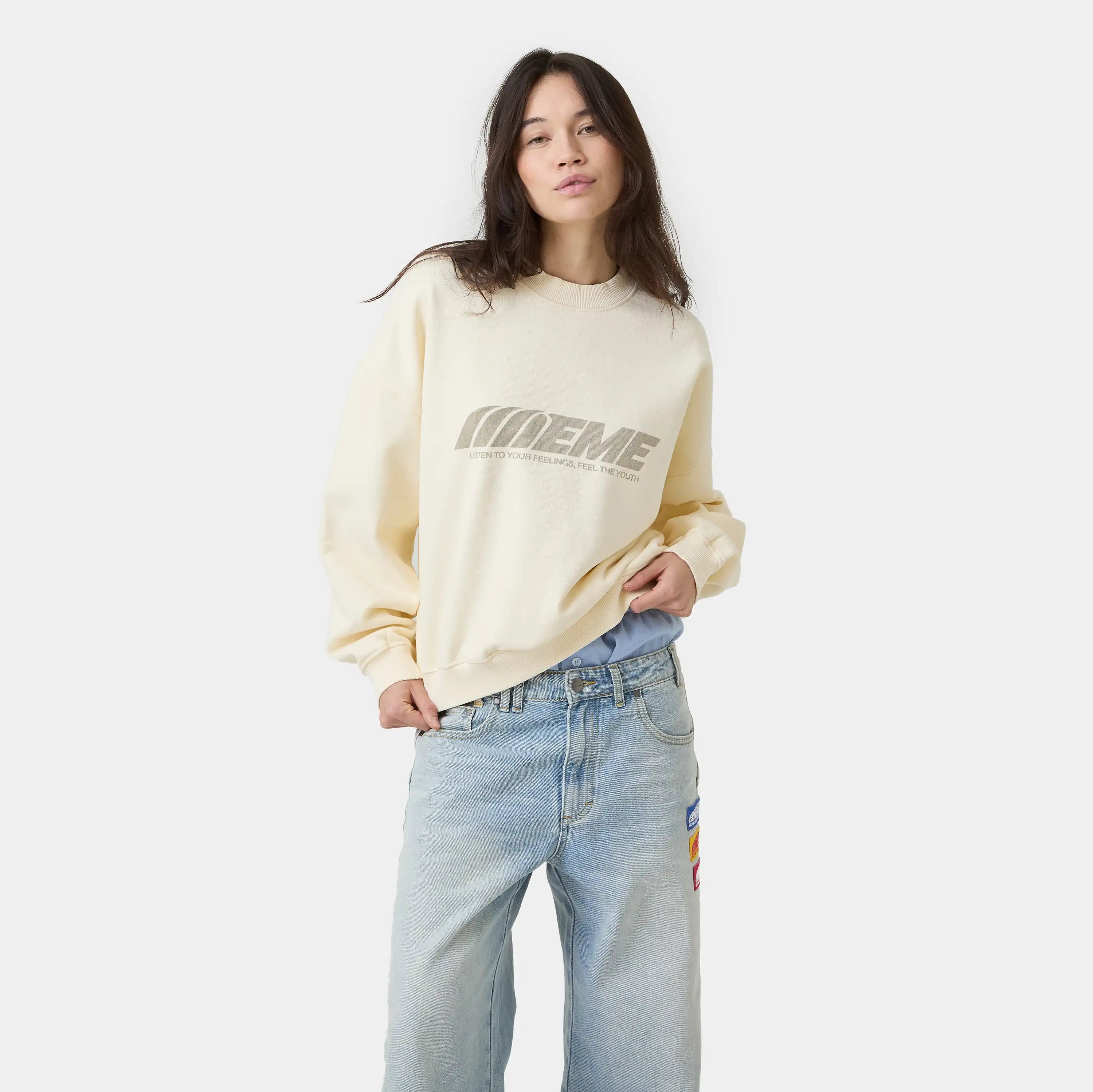 Staple Off Sand Oversized Crewneck Sweatshirts Eme Studios