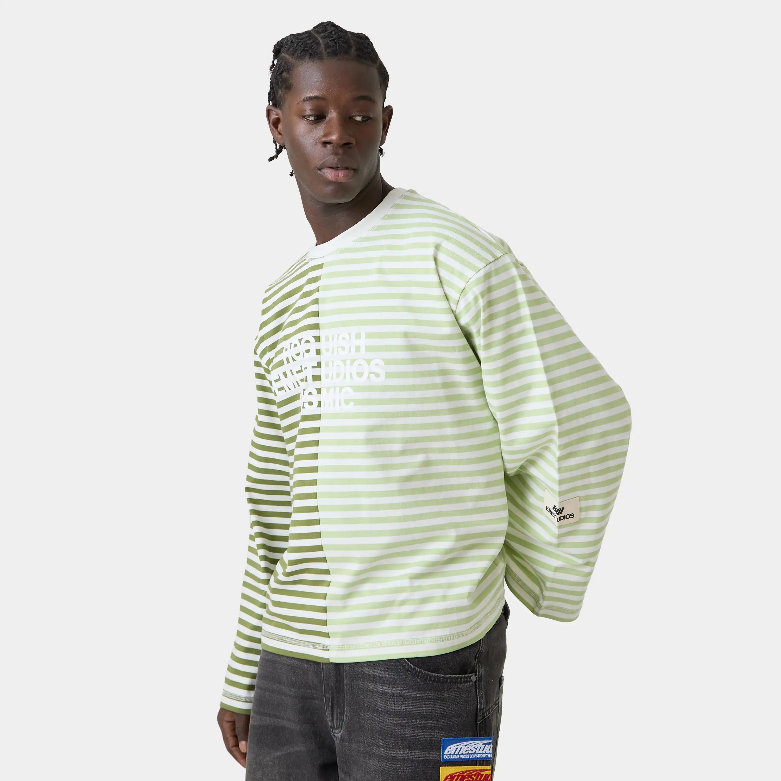 Roguish Green Striped Long Sleeve T-shirts eme