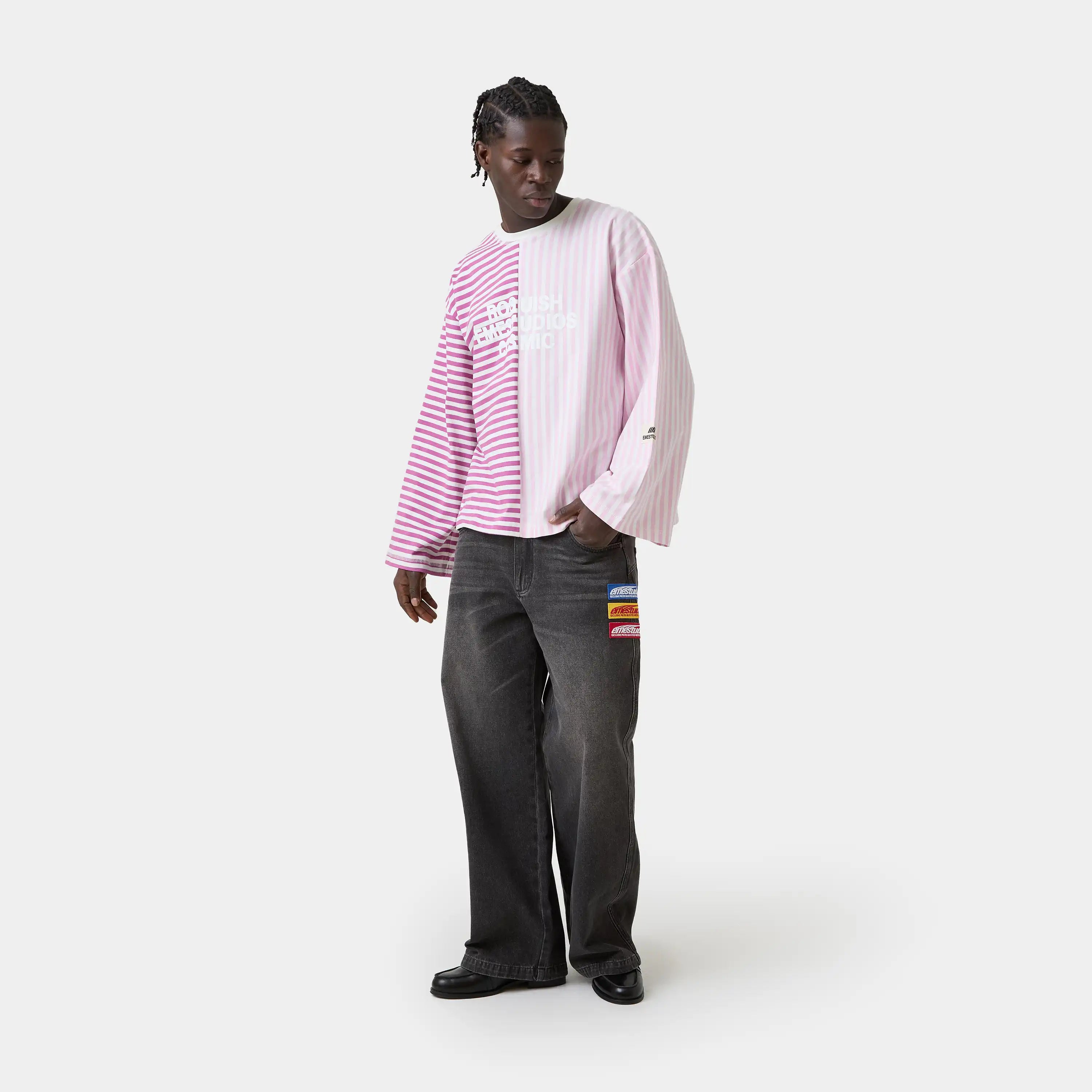 Roguish Fucsia Striped Long Sleeve T-shirts eme