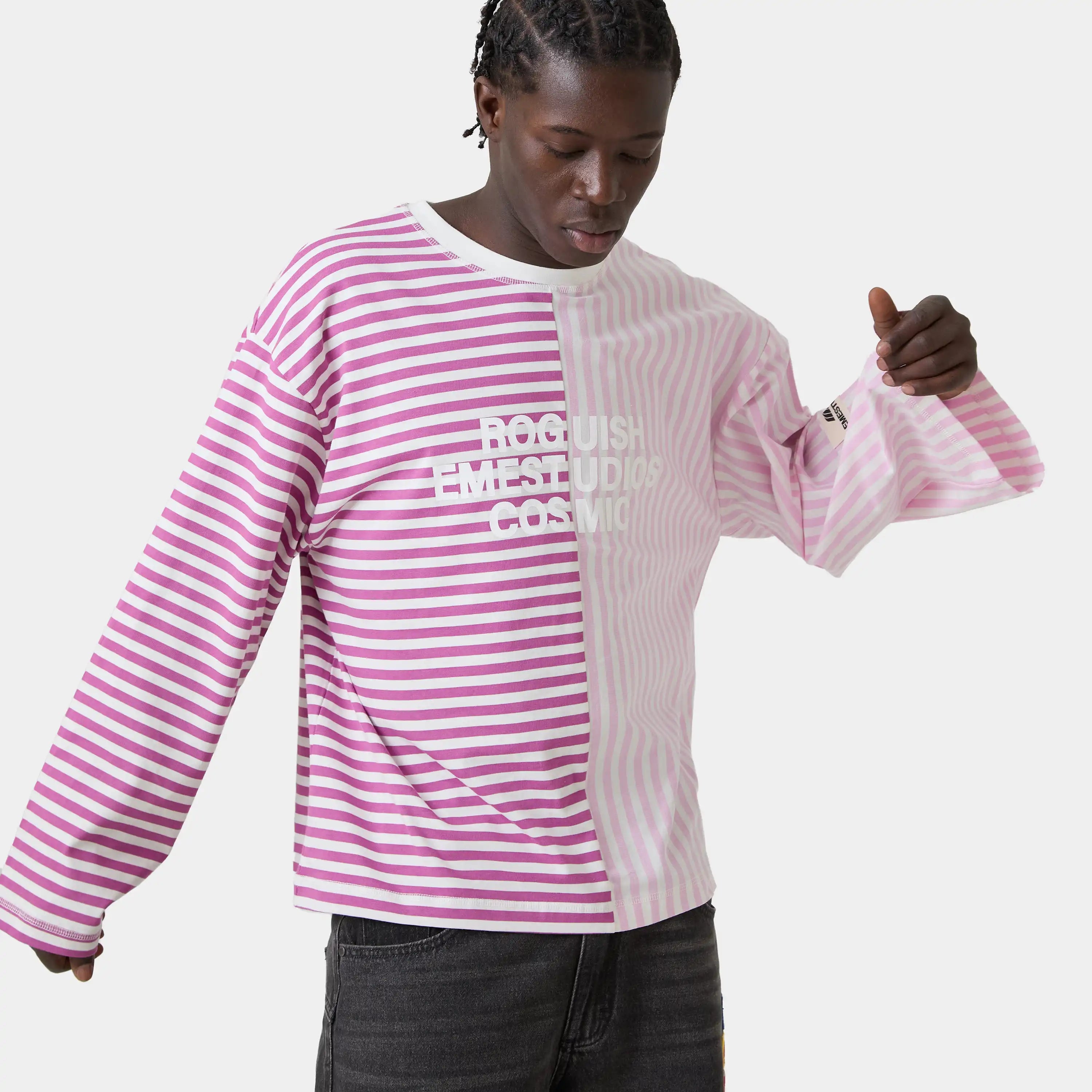 Roguish Fucsia Striped Long Sleeve T-shirts eme
