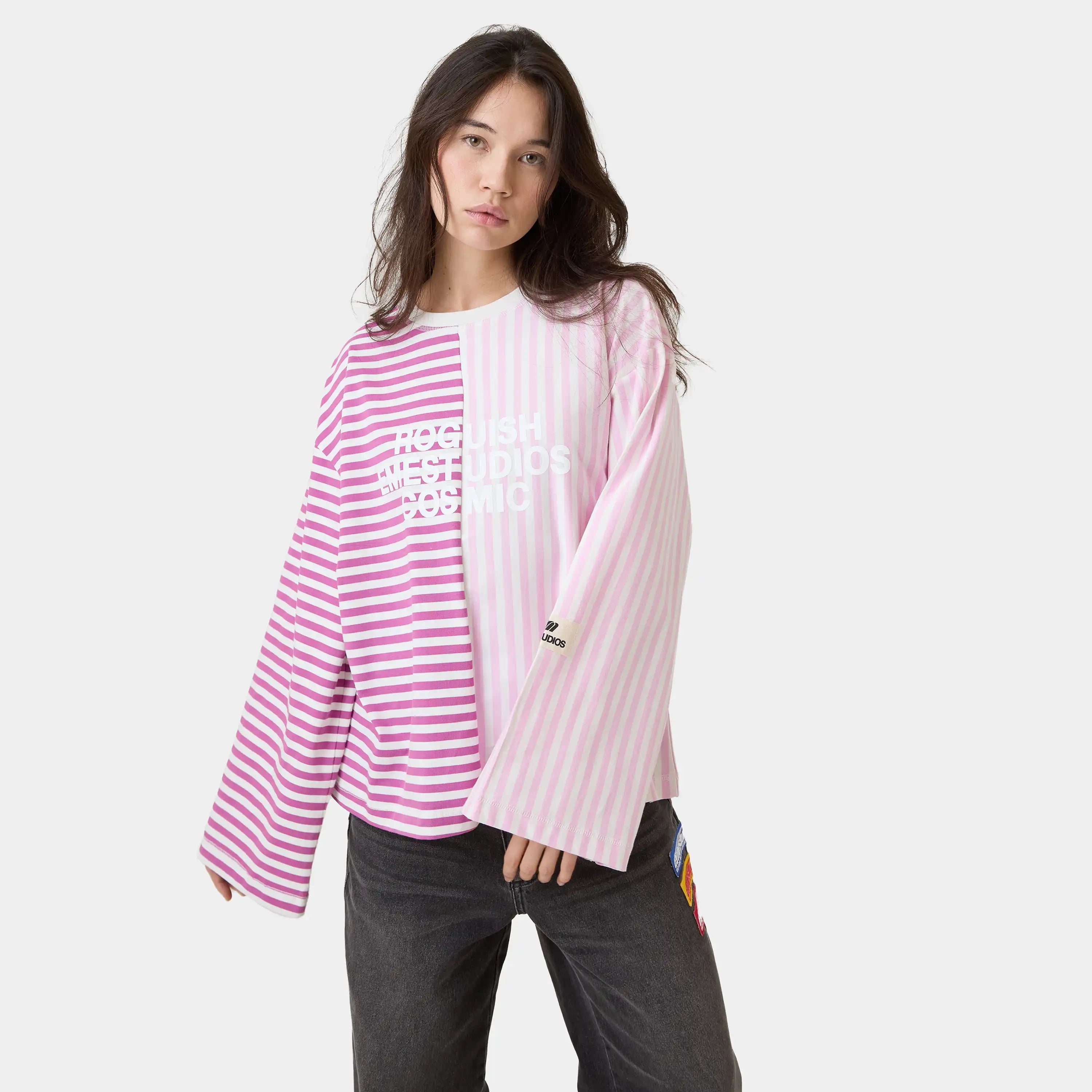 Roguish Fucsia Striped Long Sleeve T-shirts eme