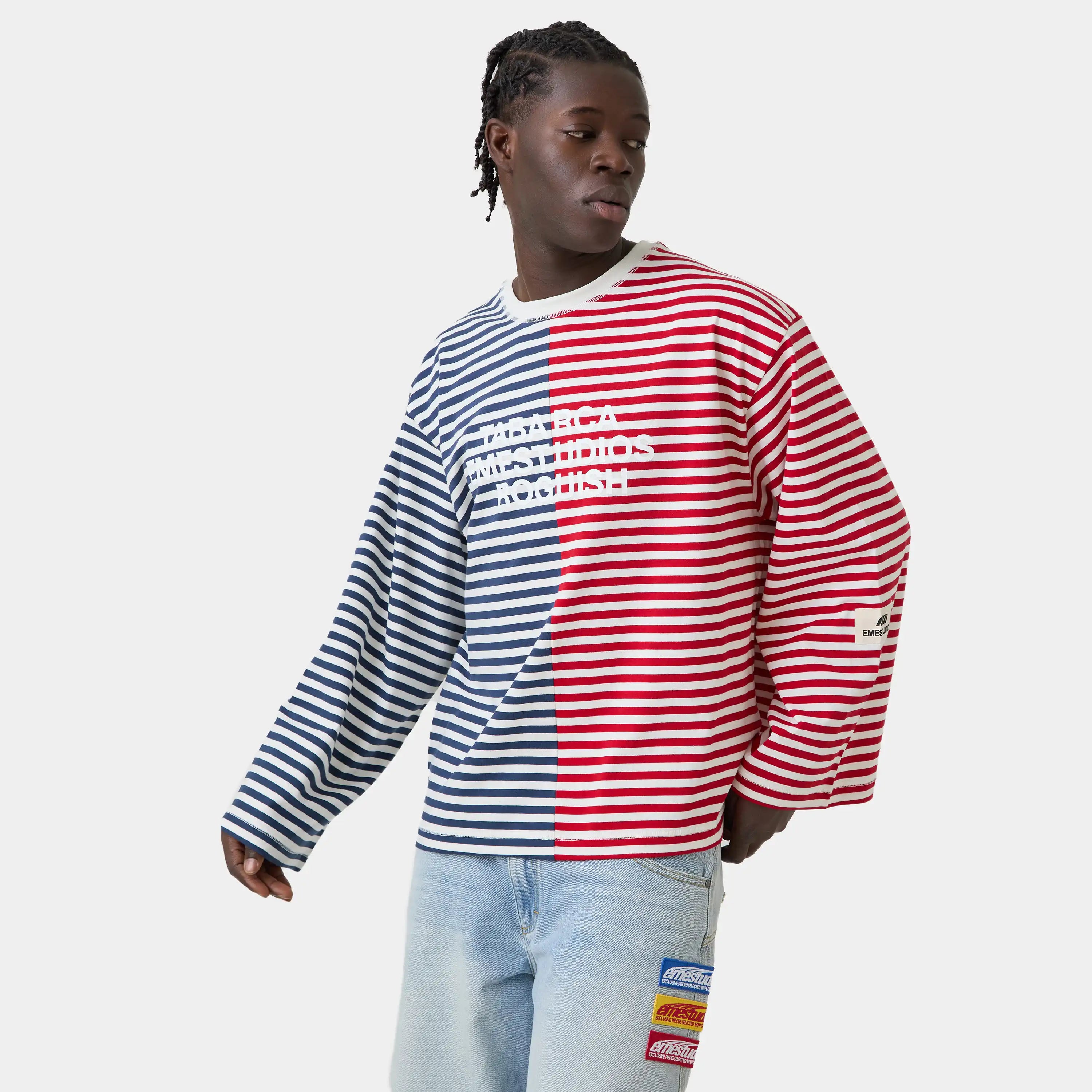 Roguish Navy Striped Long Sleeve T-shirts eme