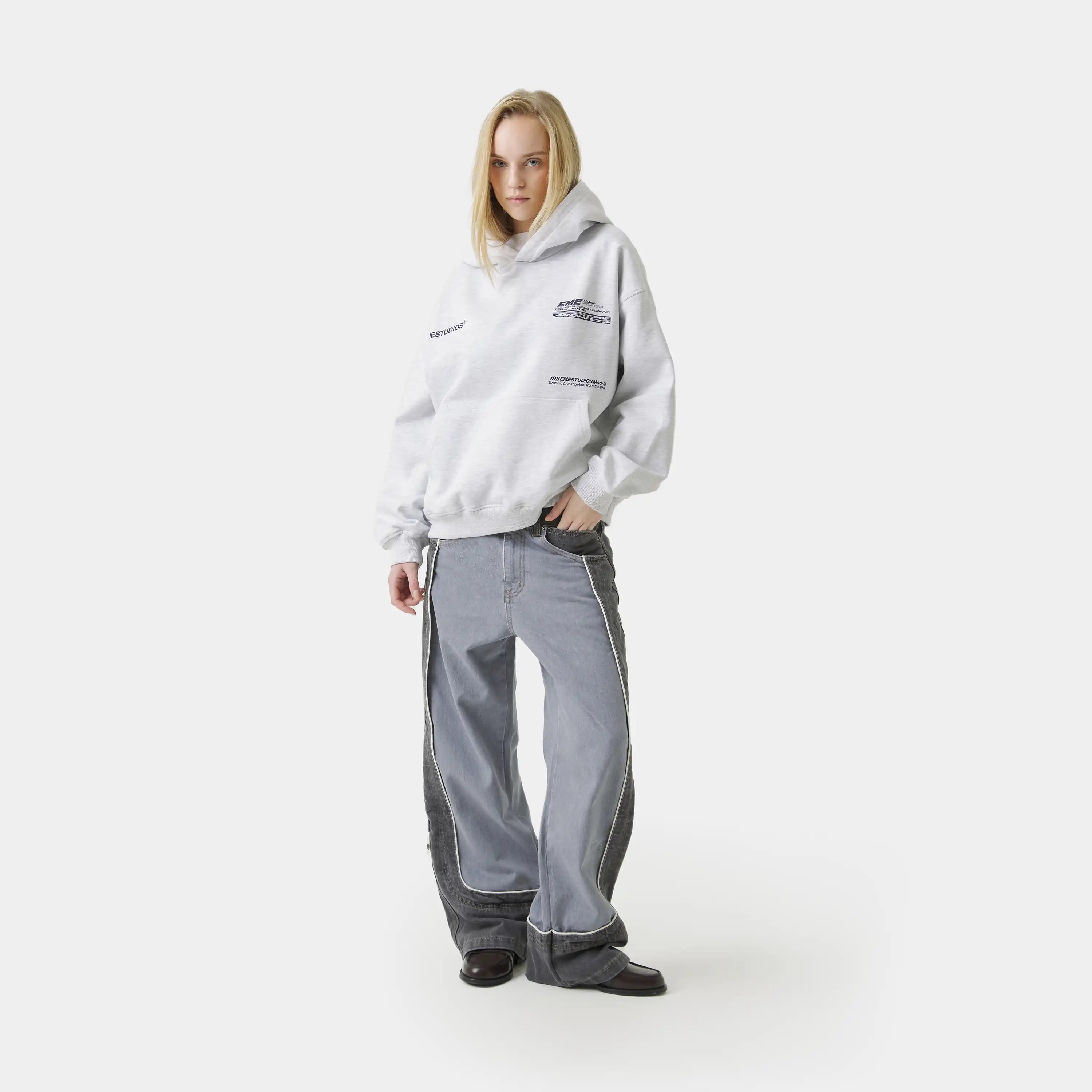 DNA Heather Grey Oversized Hoodie Hoodies Eme Studios