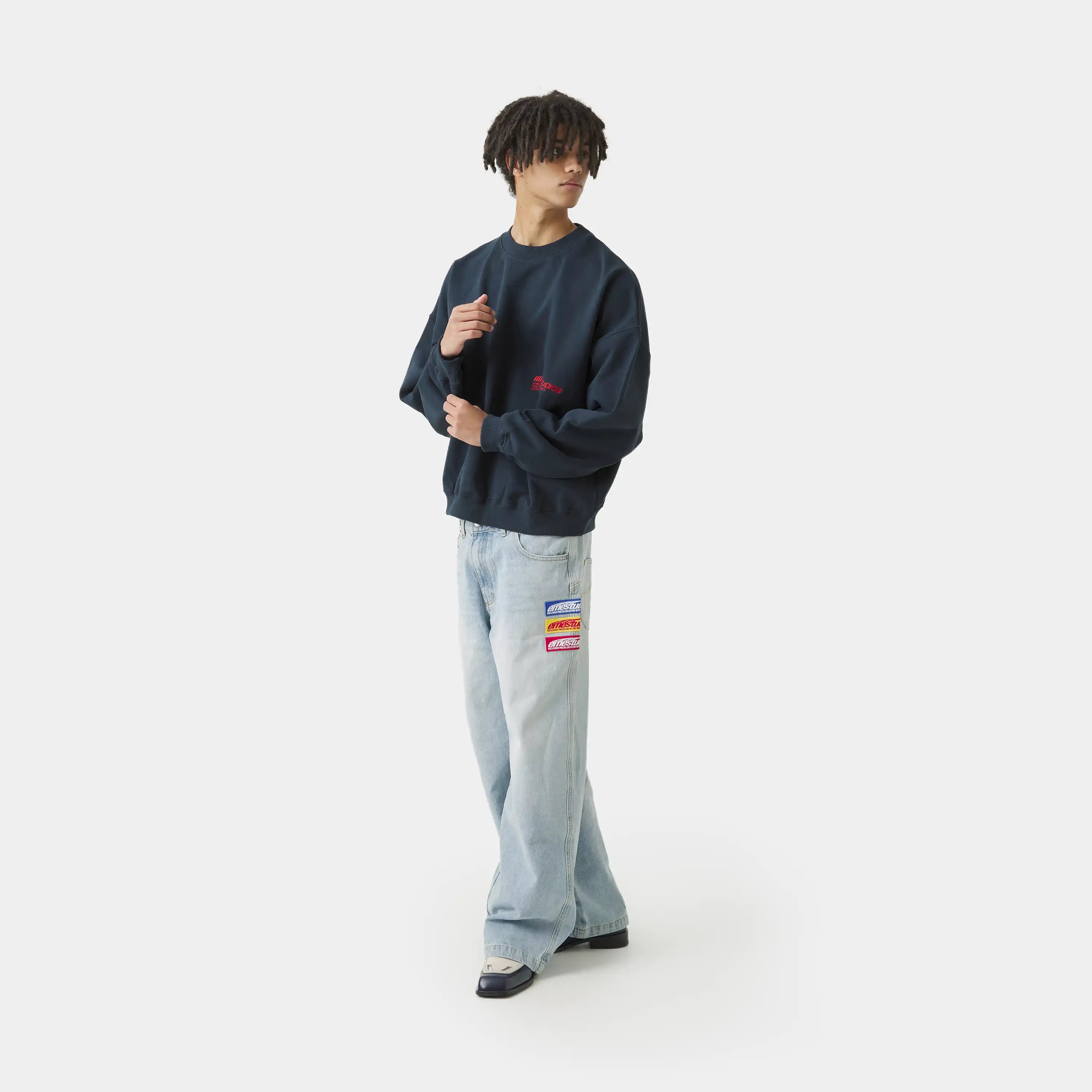 Roots Navy Oversized Crewneck Sweatshirts Eme Studios