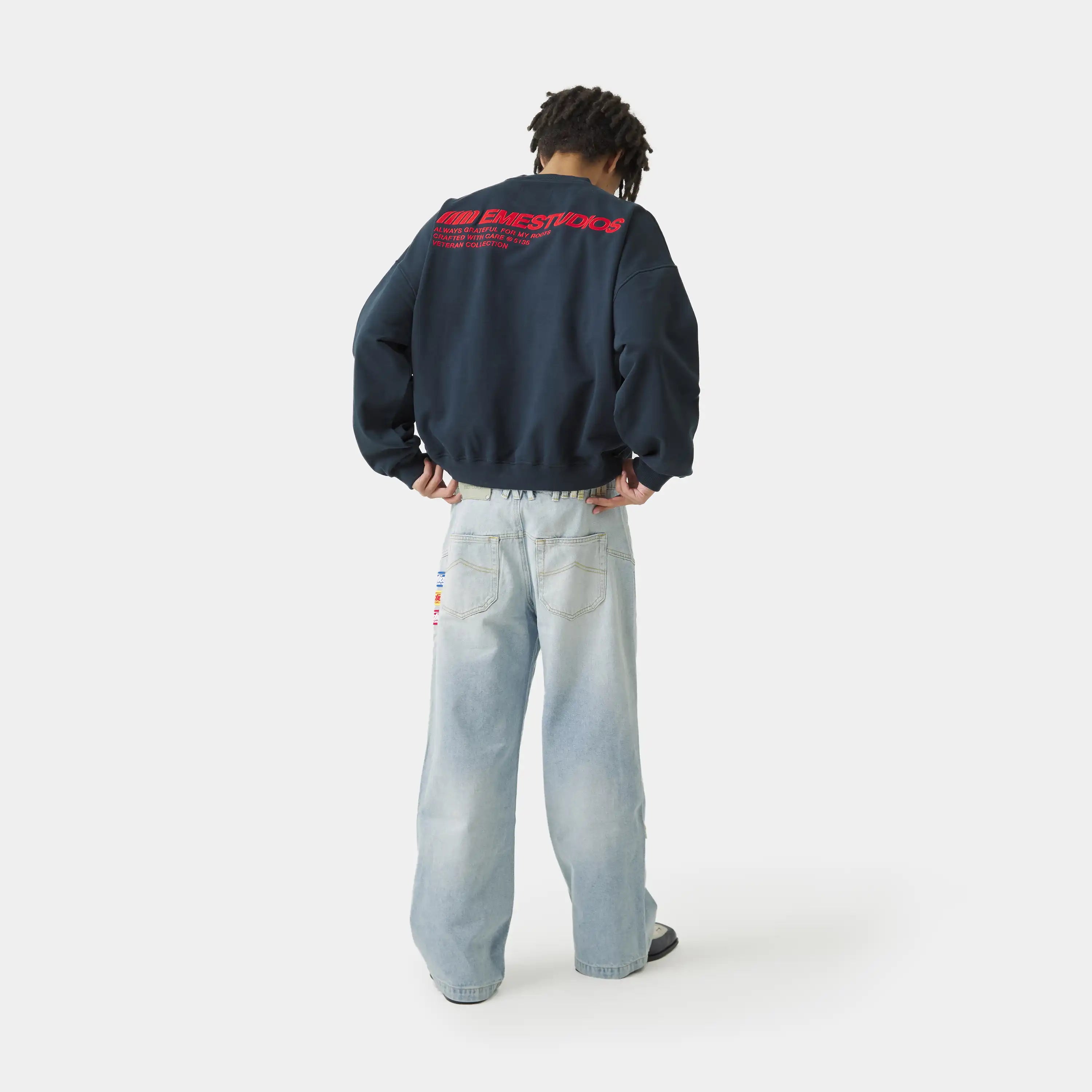 Roots Navy Oversized Crewneck Sweatshirts Eme Studios