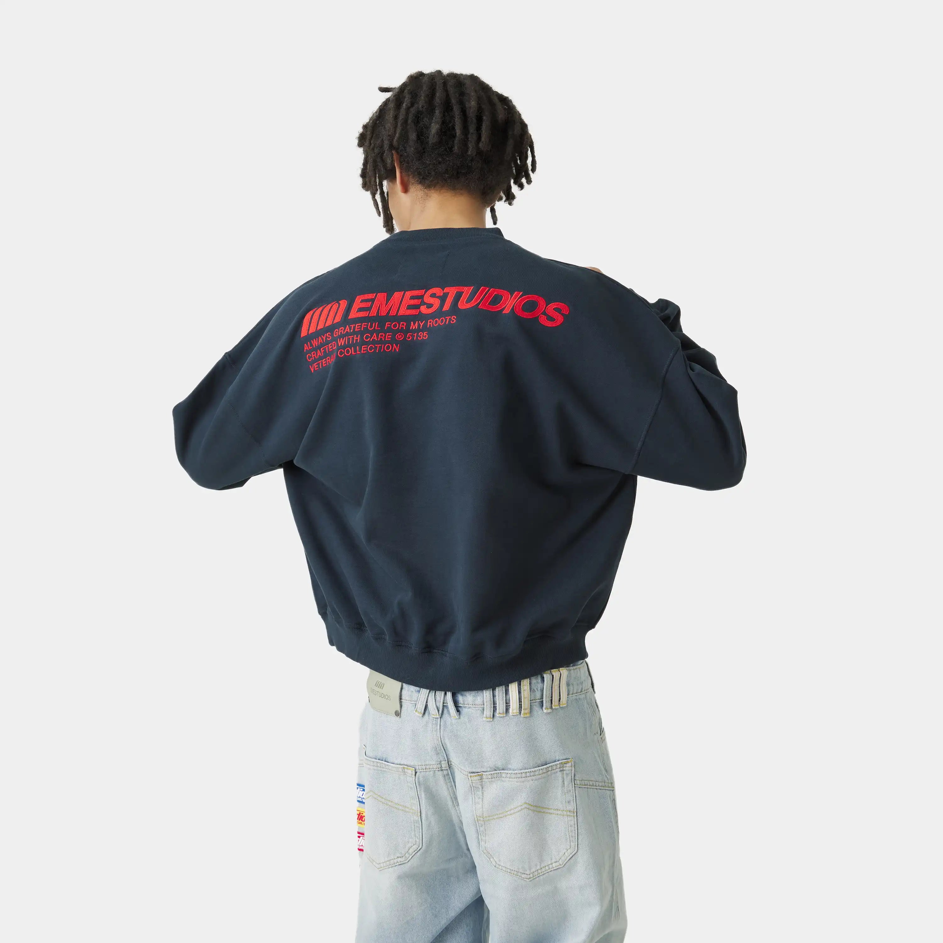 Roots Navy Oversized Crewneck Sweatshirts Eme Studios