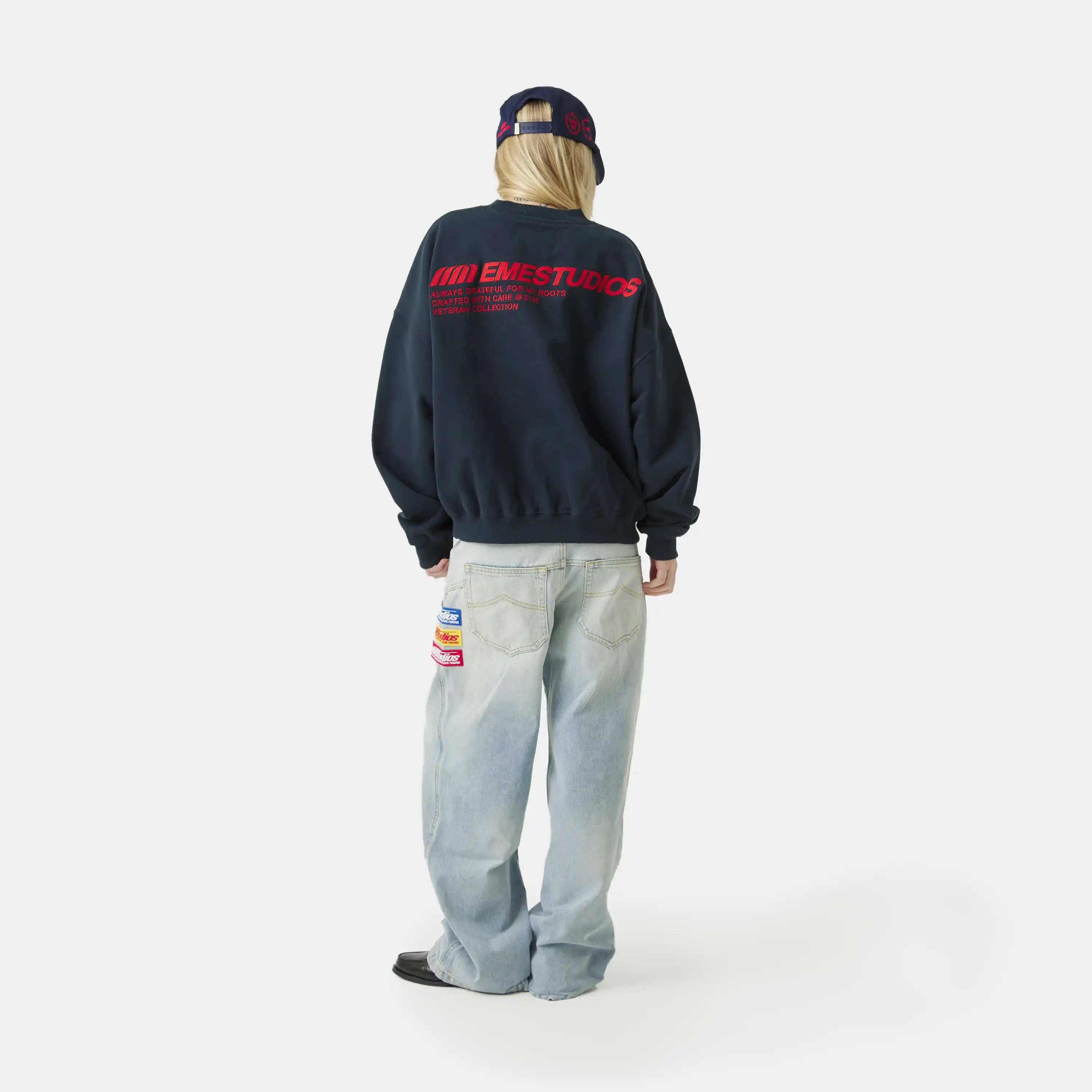 Roots Navy Oversized Crewneck Sweatshirts Eme Studios