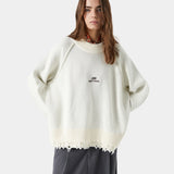 Fray Off Sand Knit Sweater Knit eme