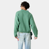 Pinstripe Deep Grass Knit Polo Knitwear Eme Studios