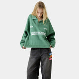 Pinstripe Deep Grass Knit Polo Knitwear Eme Studios