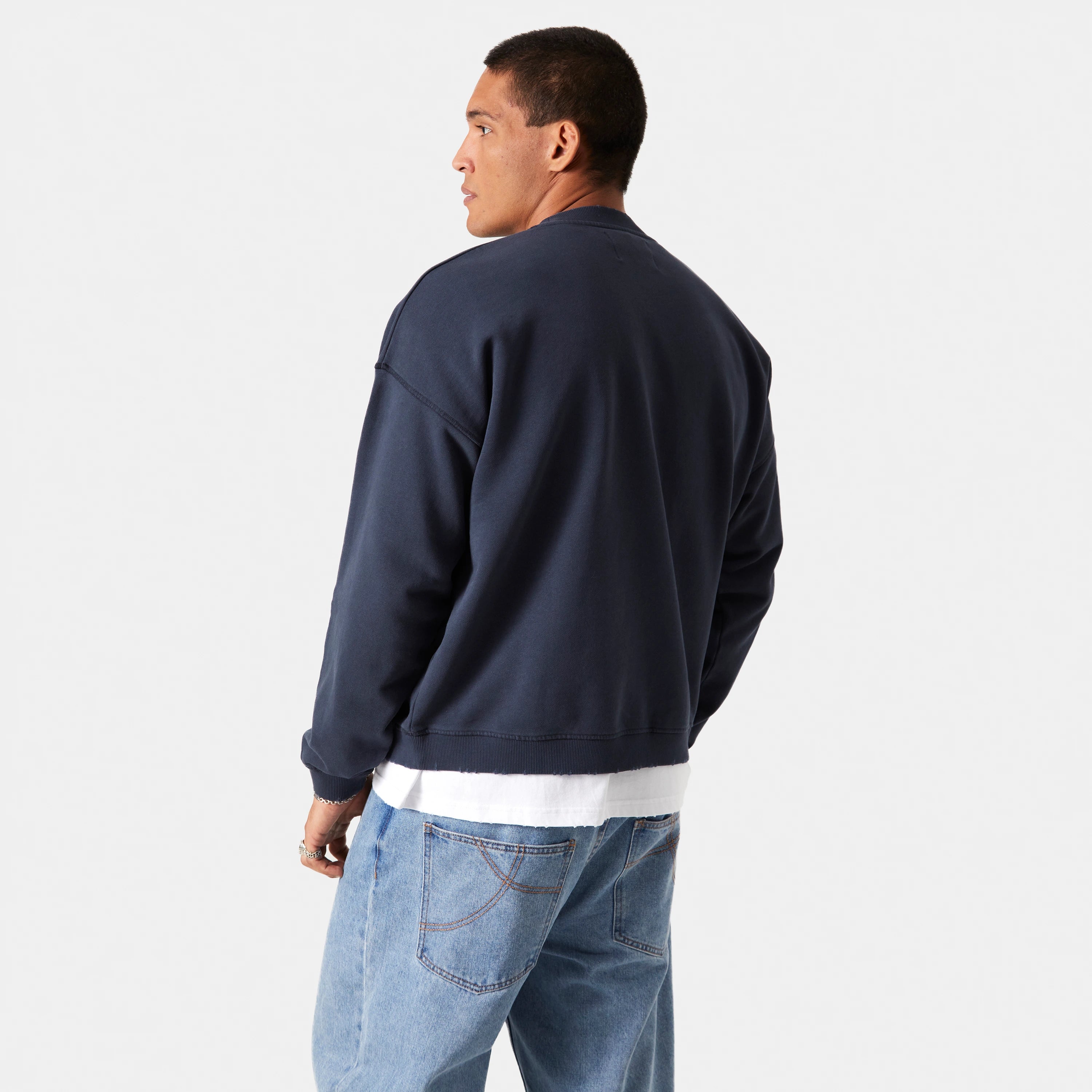 Tactical Navy Oversized Crewneck Crewneck eme   