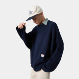 Department Navy Jacquard Oversized Knit Knit eme   