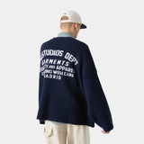 Department Navy Jacquard Oversized Knit Knit eme   