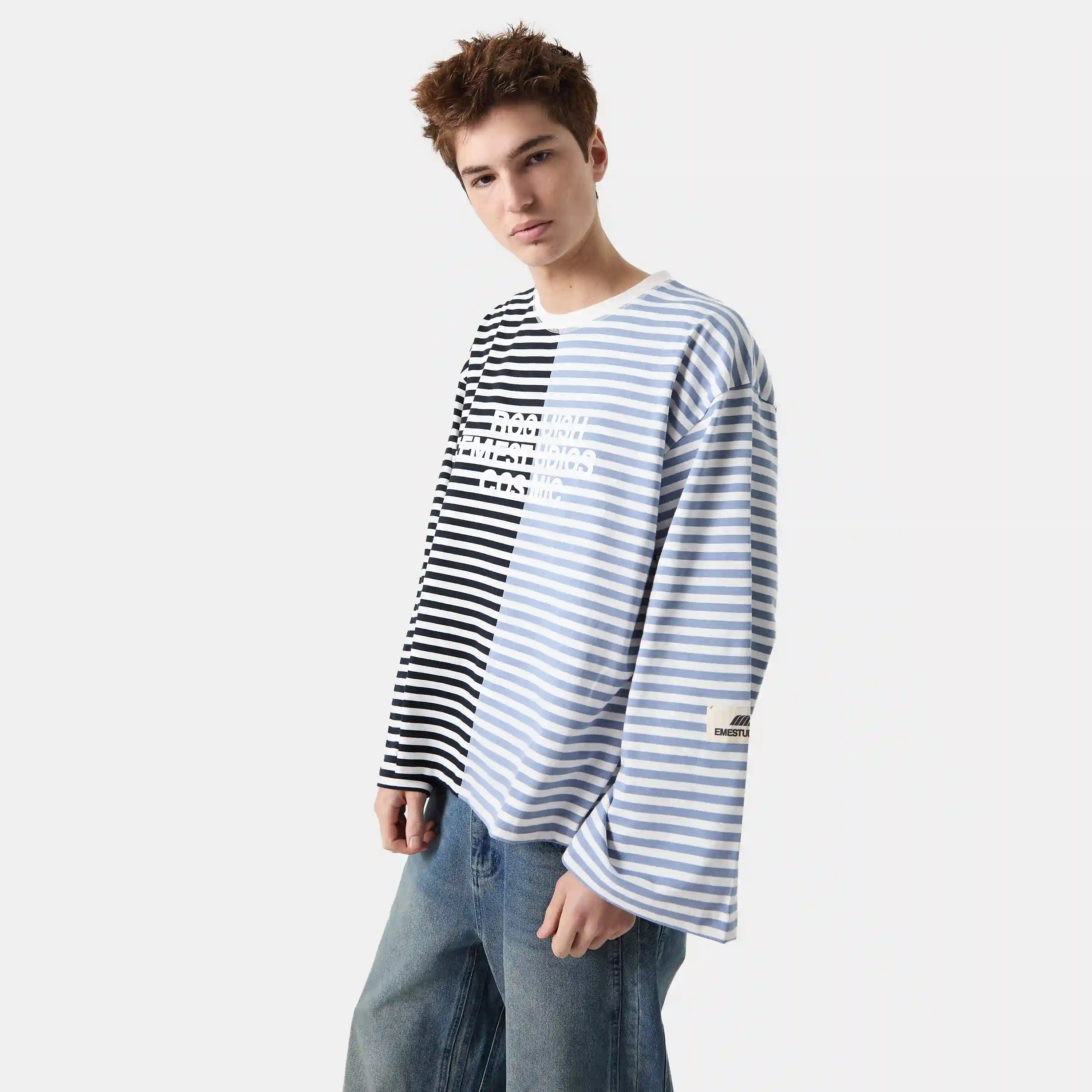 Roguish Blue Striped Long Sleeve Long Sleeve eme