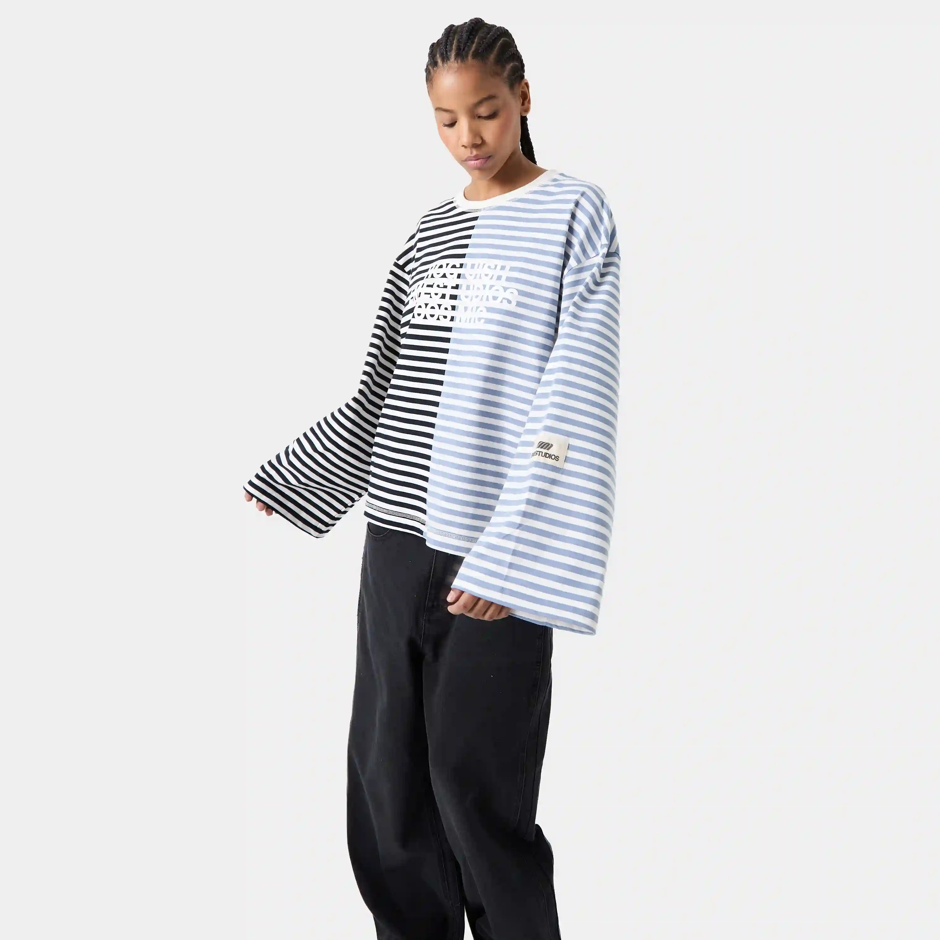 Roguish Blue Striped Long Sleeve Long Sleeve eme