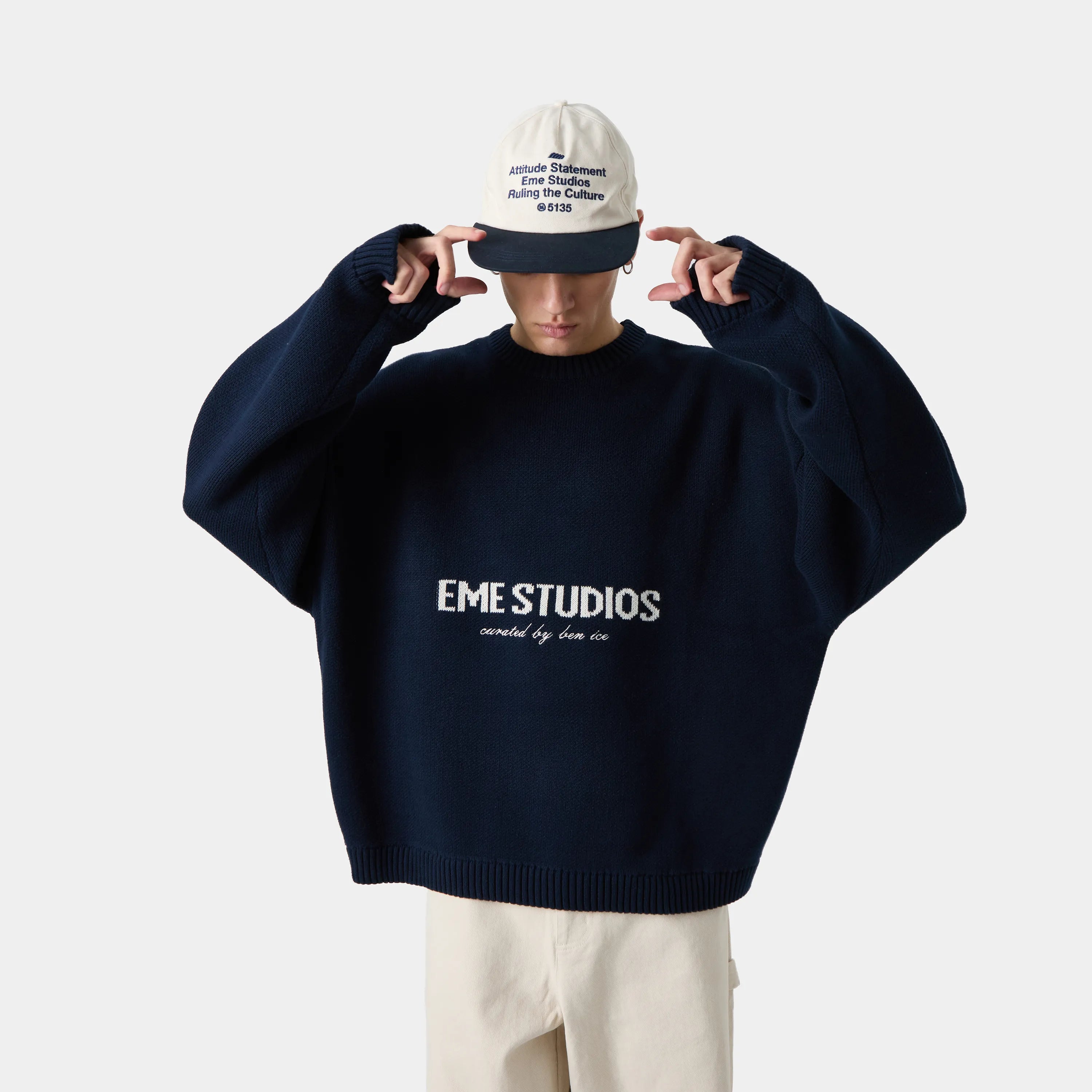 Master Navy Knit Sweater Knit eme   