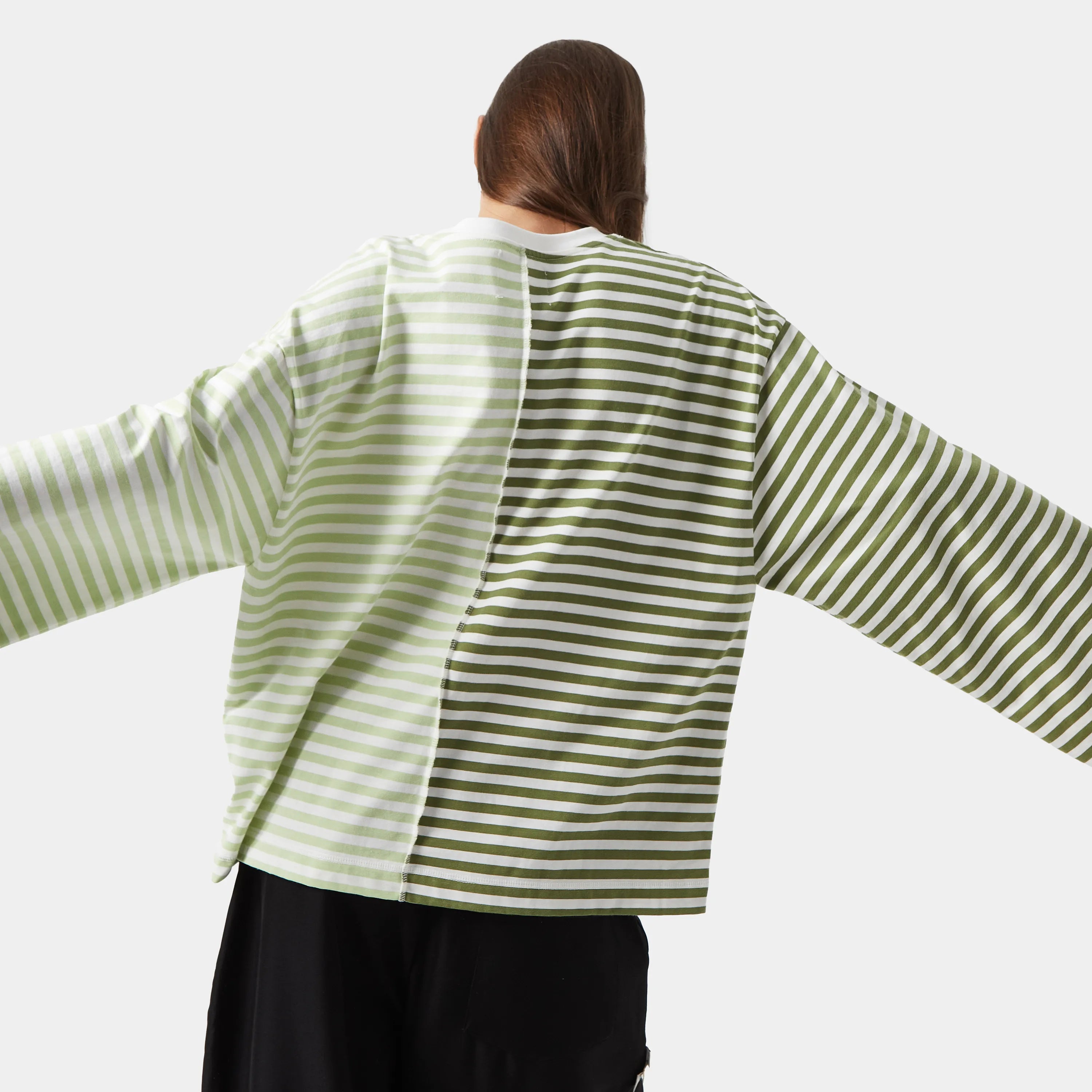 Roguish Striped Long Sleeve Green Long Sleeve eme   