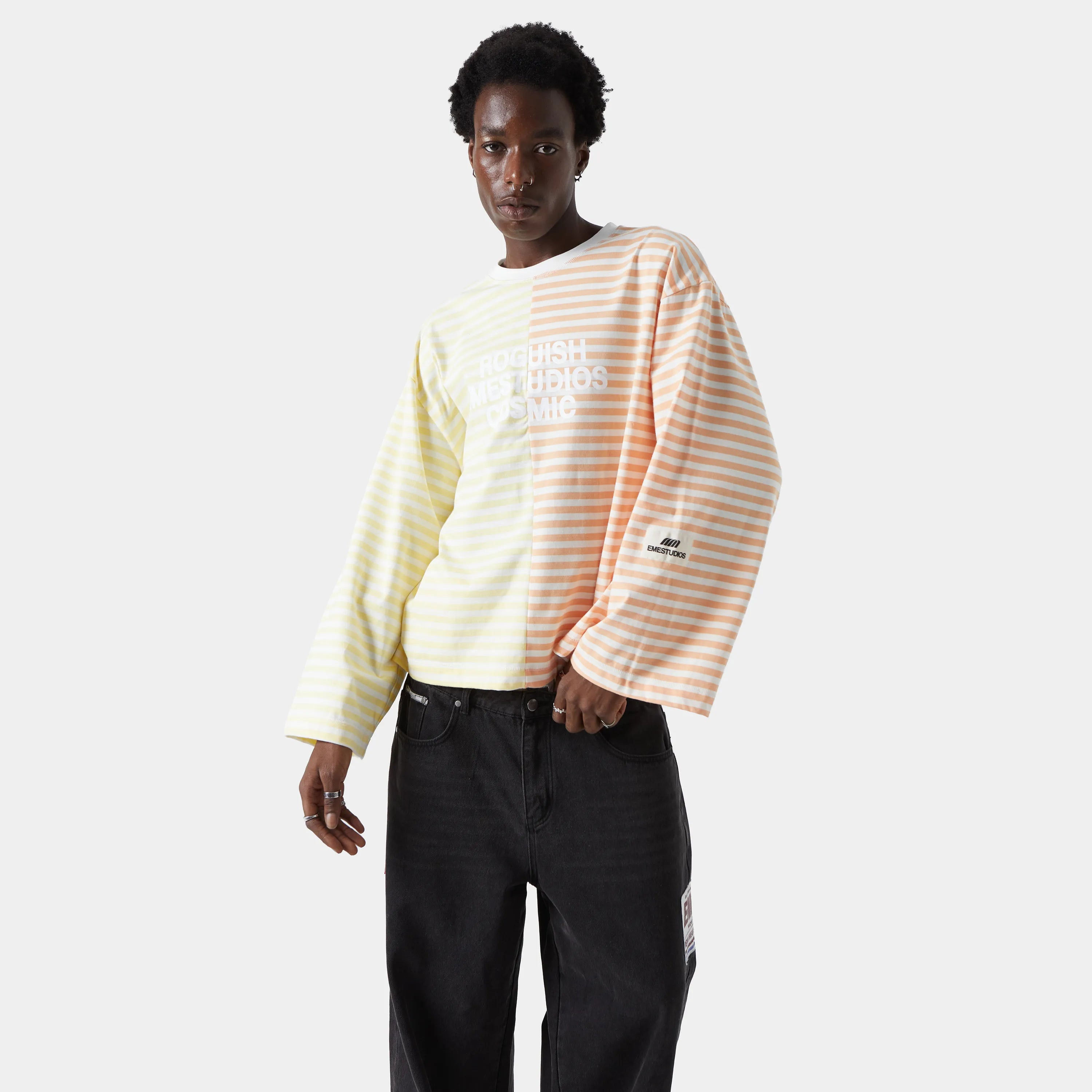 Roguish Striped Long Sleeve Yellow Long Sleeve eme   