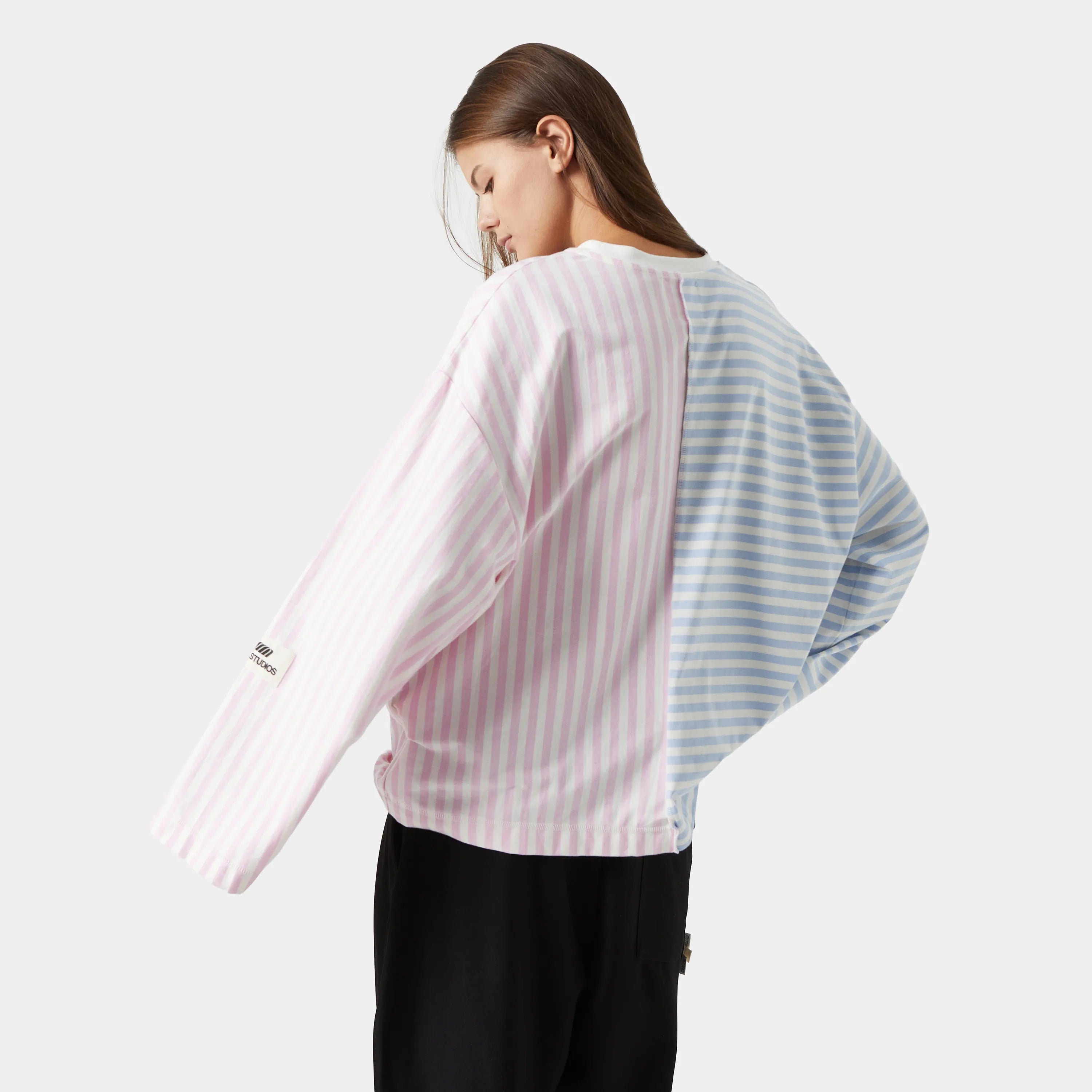 Roguish Striped Long Sleeve Pink Blue Long Sleeve eme   