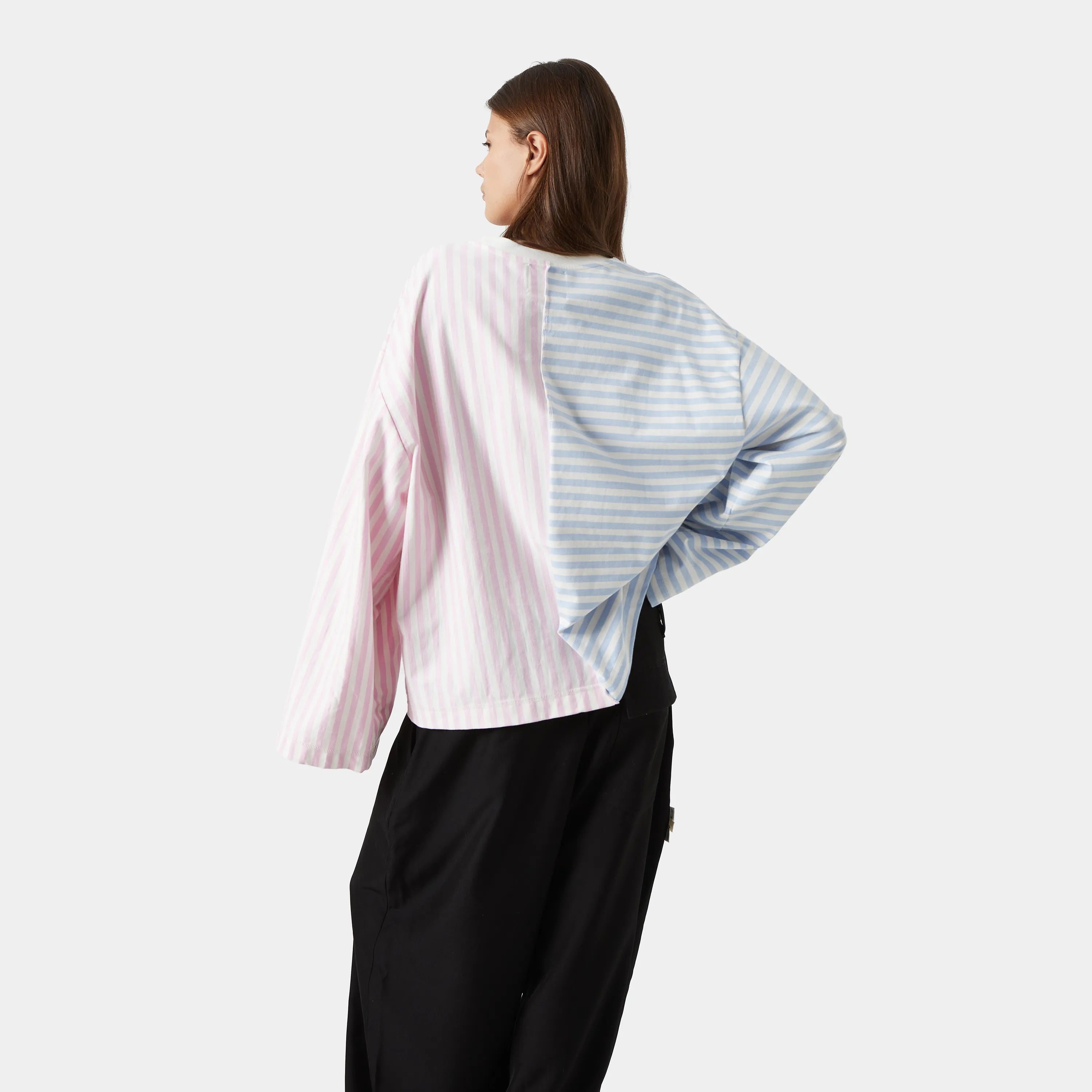 Roguish Striped Long Sleeve Pink Blue Long Sleeve eme   